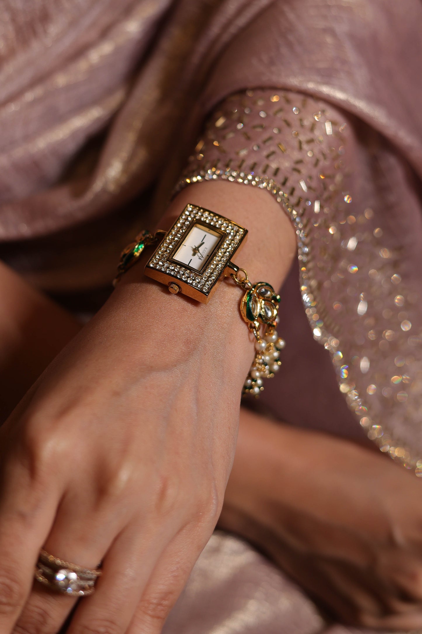 Indira Kundan Wrist Watch