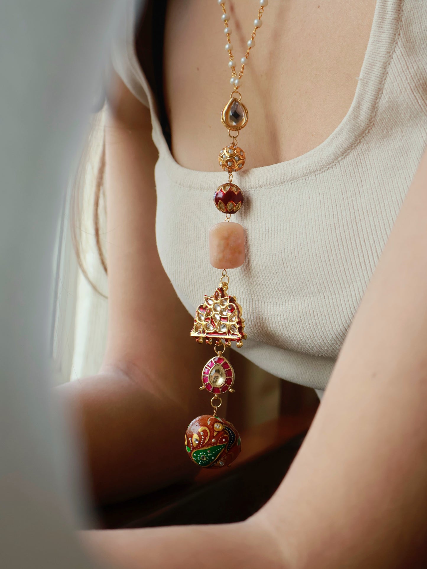 Ayca Meenakari Kundan Pendant Necklace