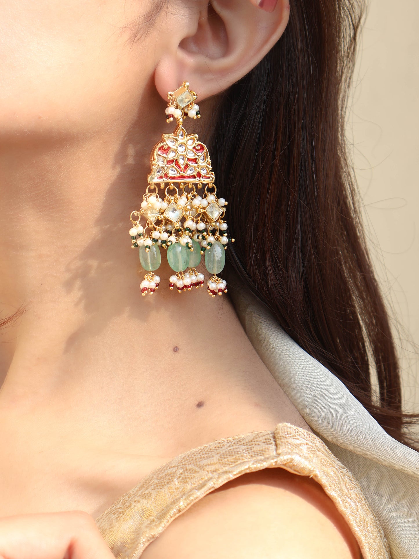 Anaya Meenakari Kundan Earrings