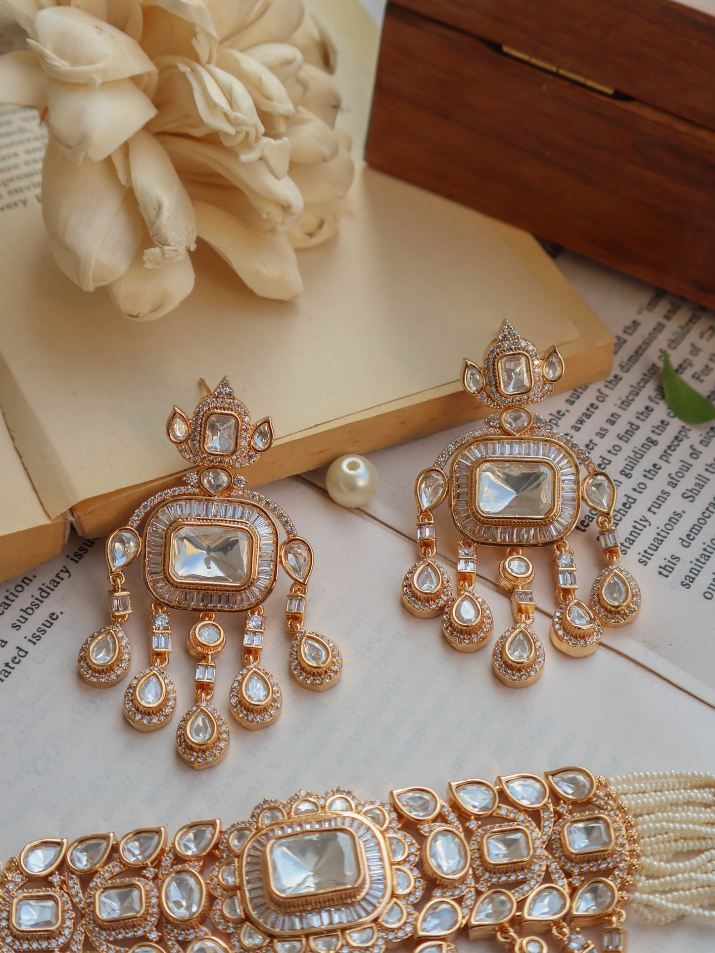 Miaa Polki Kundan Necklace Set with Maangtikka