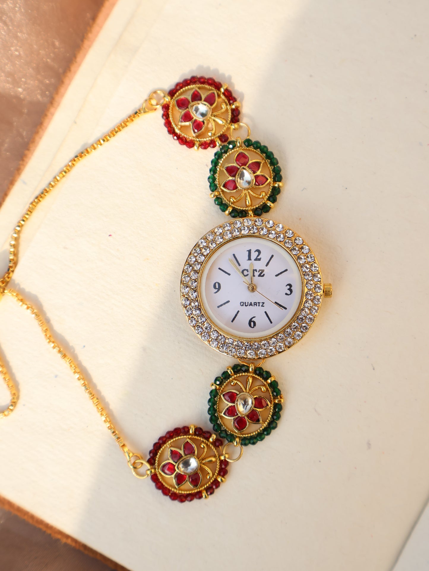 Ruby Multicolored Kundan Wrist Watch