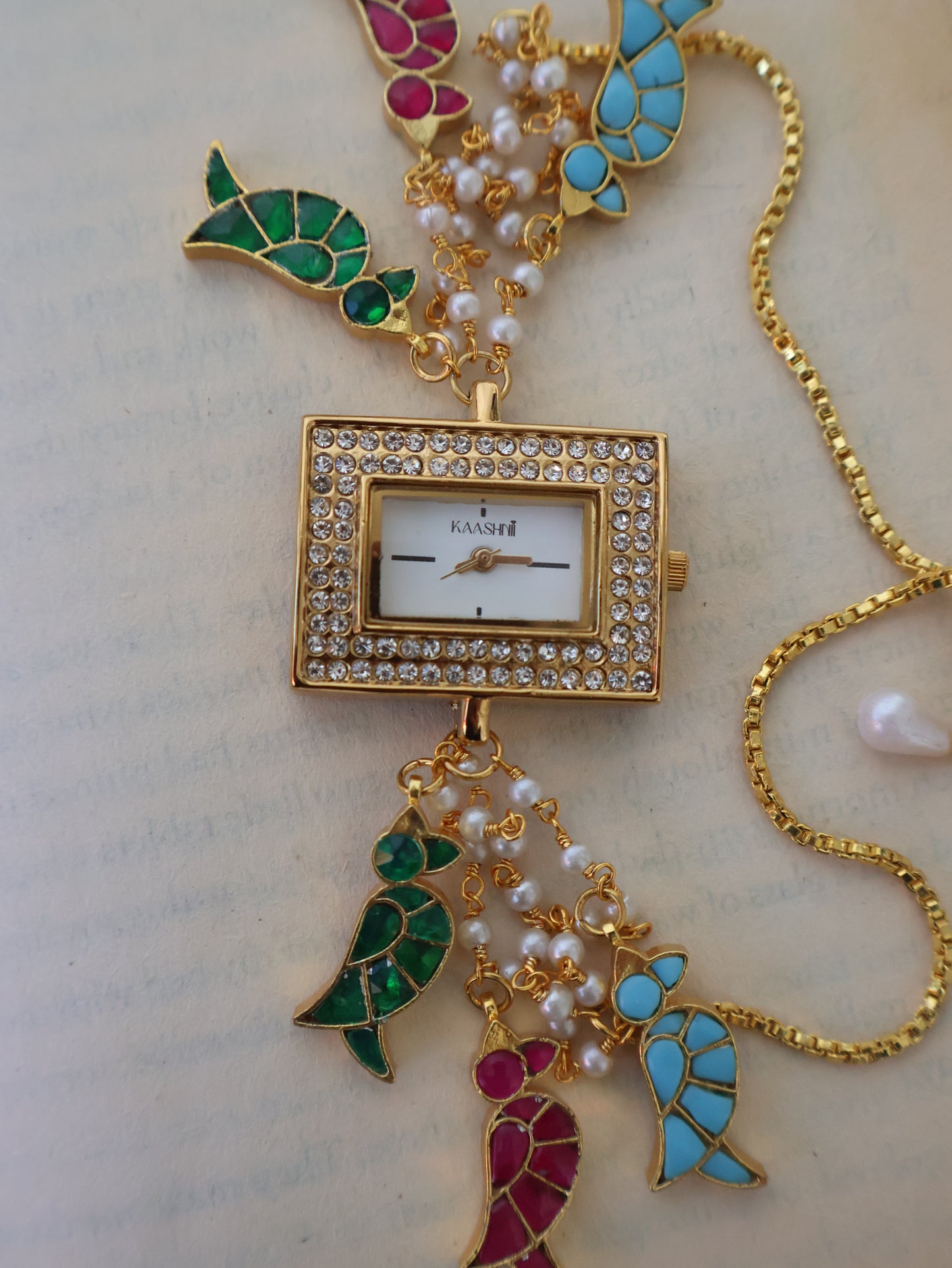 Birdy Charm Kundan Wrist Watch