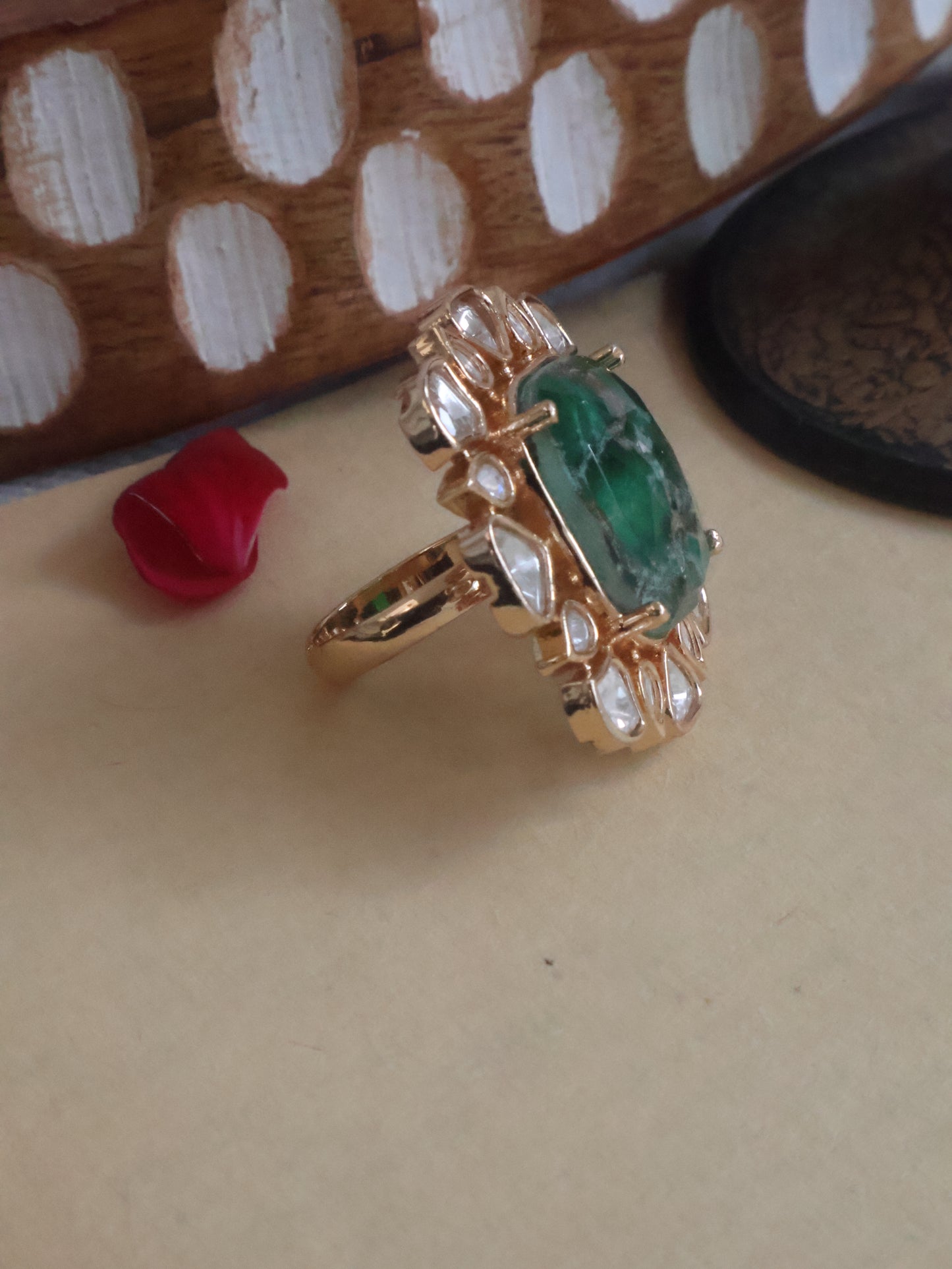 Nia Green Kundan Ring