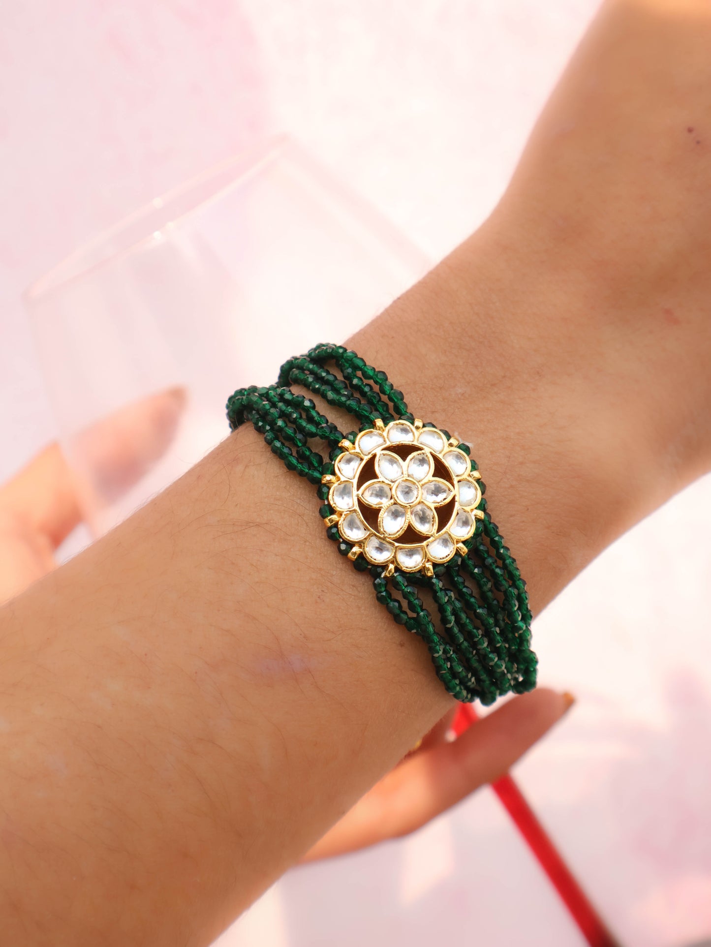 Tesa Green Kundan Bracelet