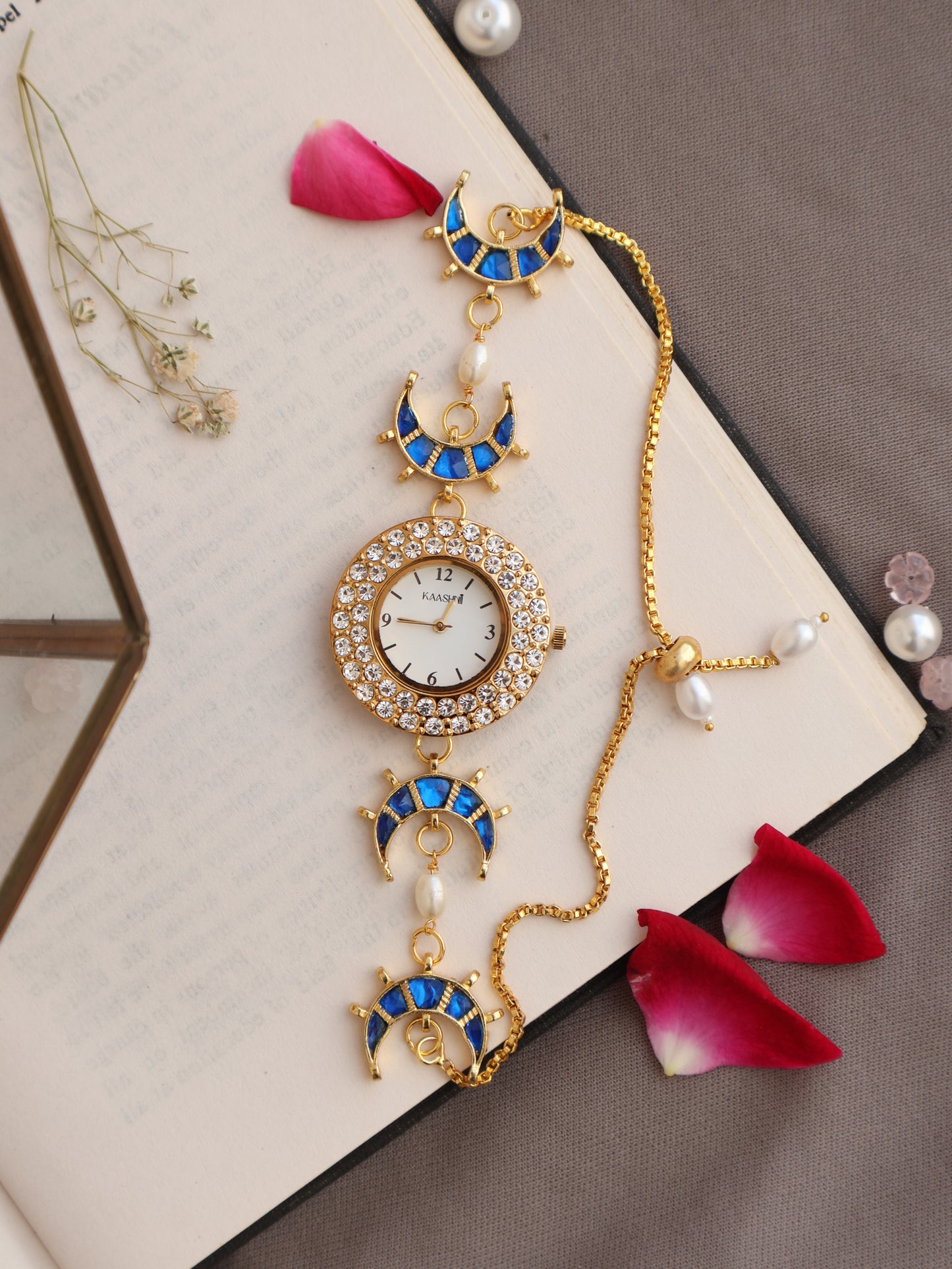 Ayla Blue Kundan Wrist Watch