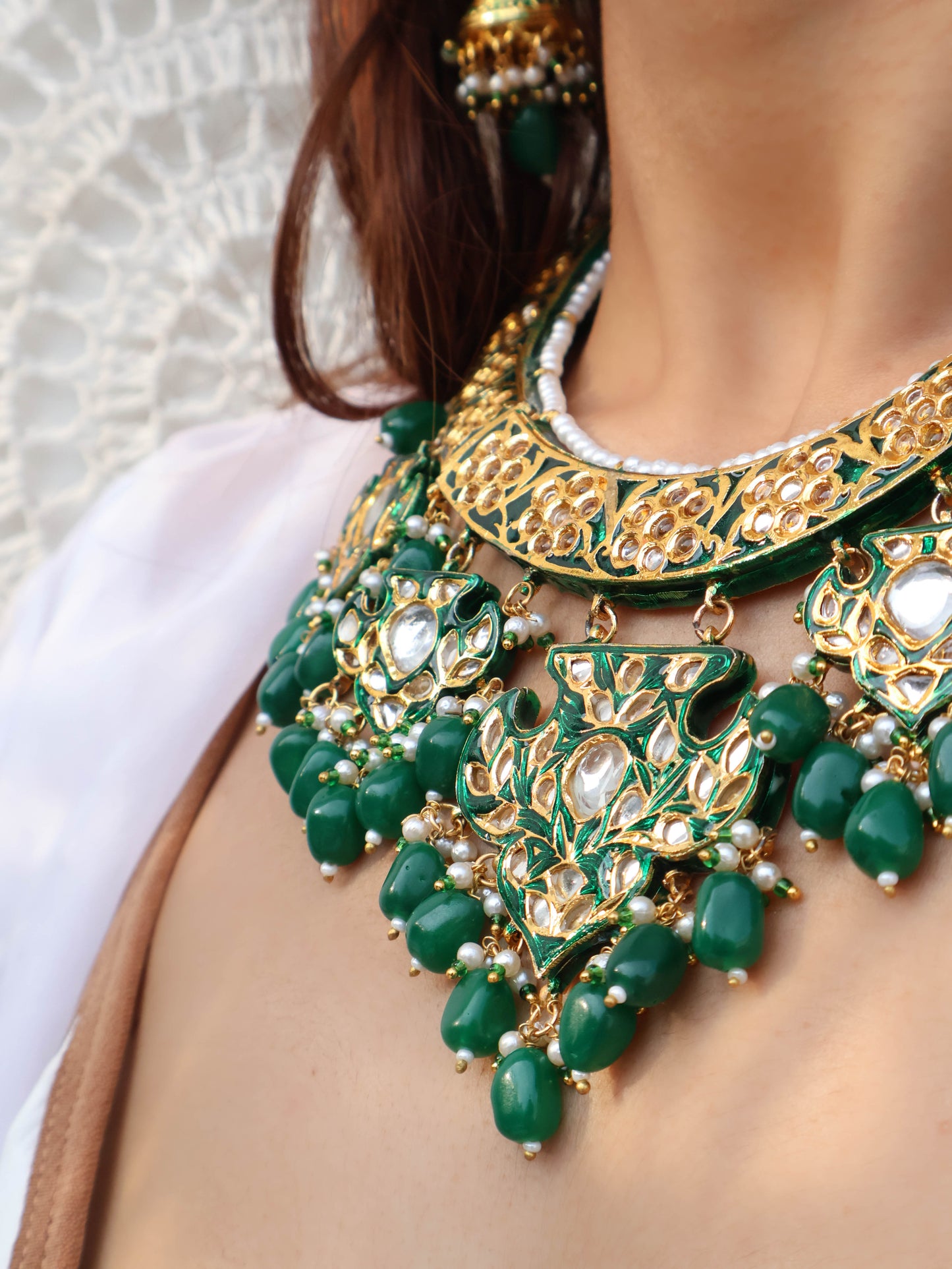Hisar Green Meenakari Necklace Set