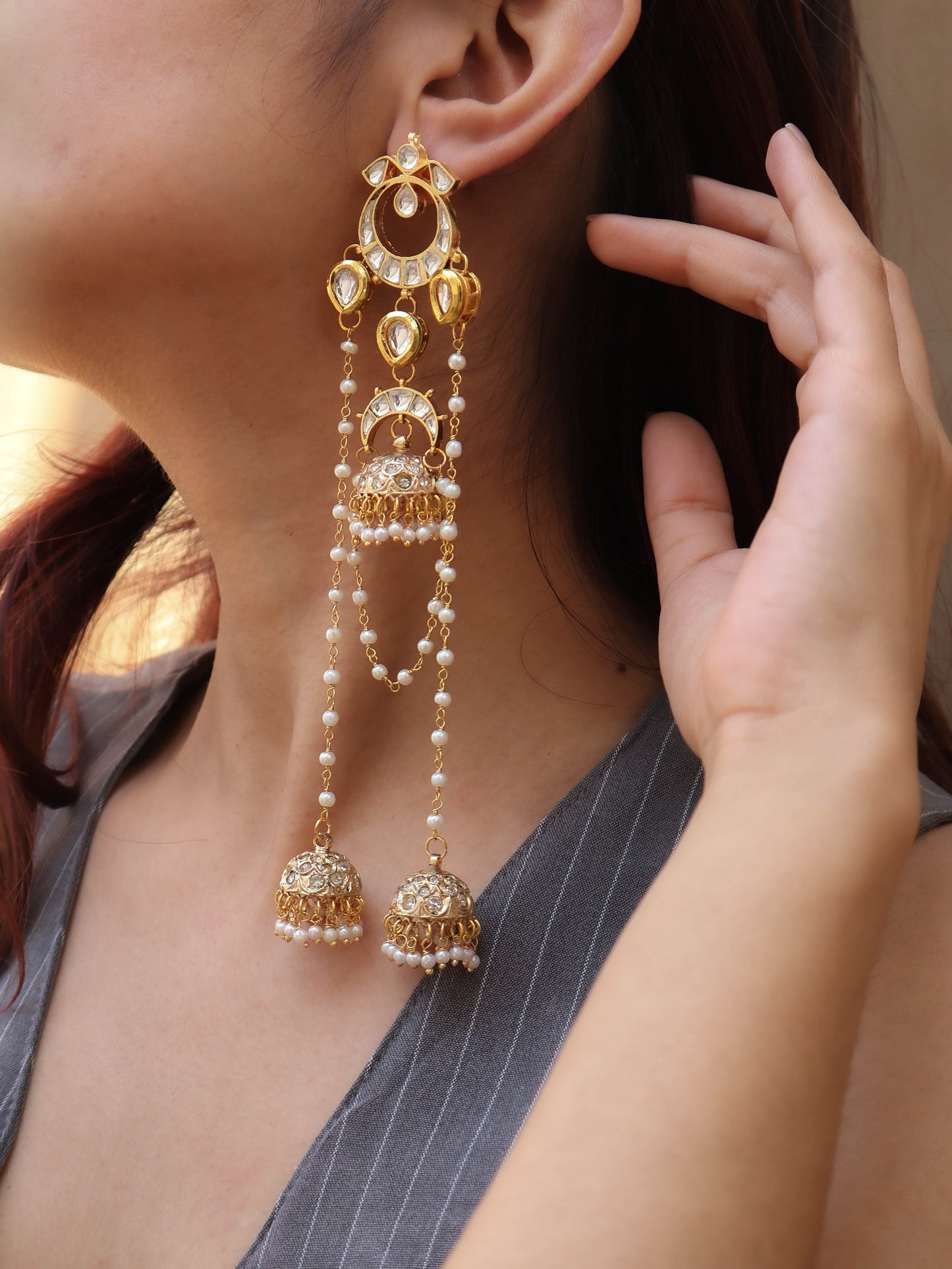 Brair Kundan Long Earrings
