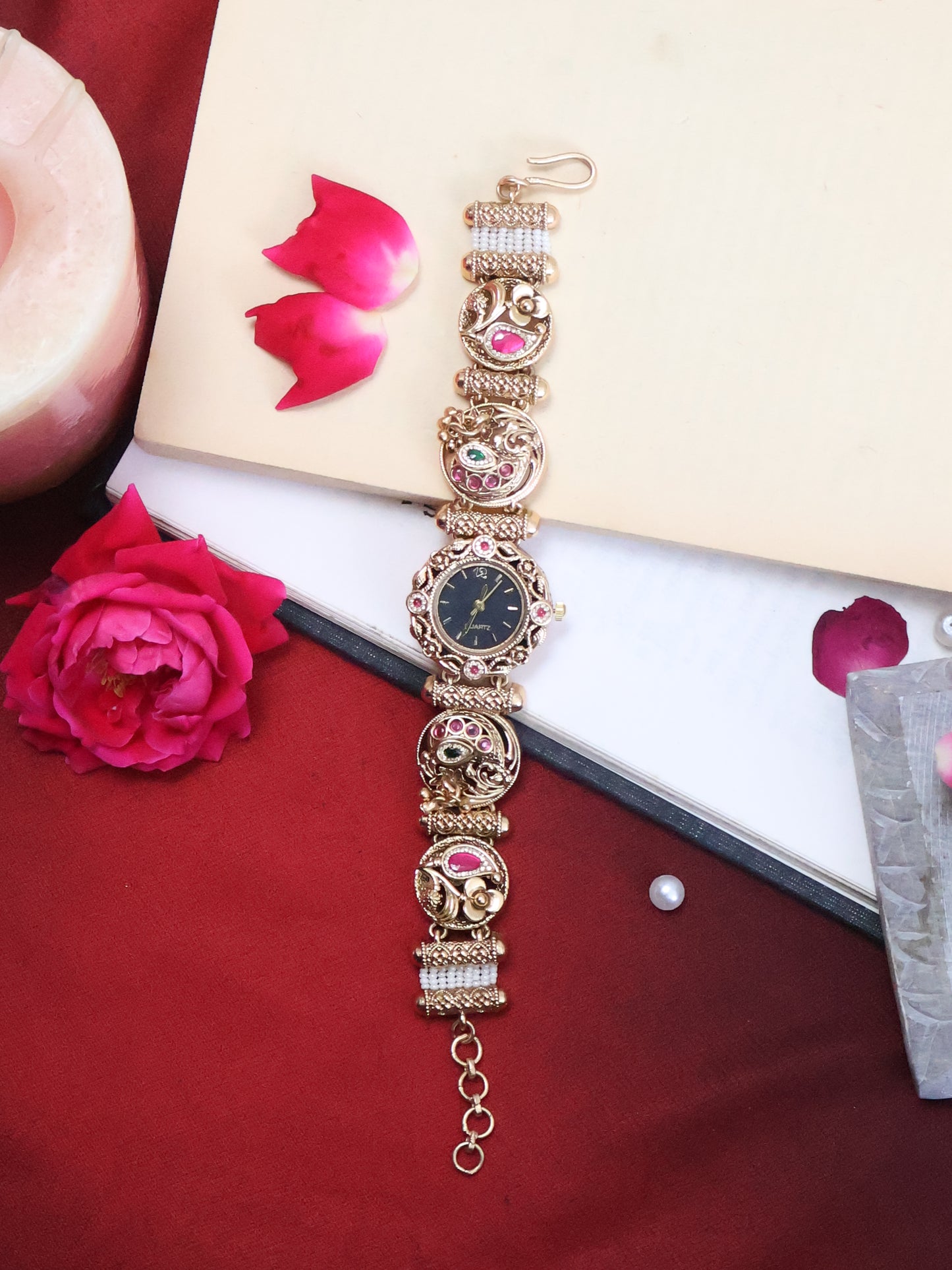 Mysha Kundan Wrist Watch