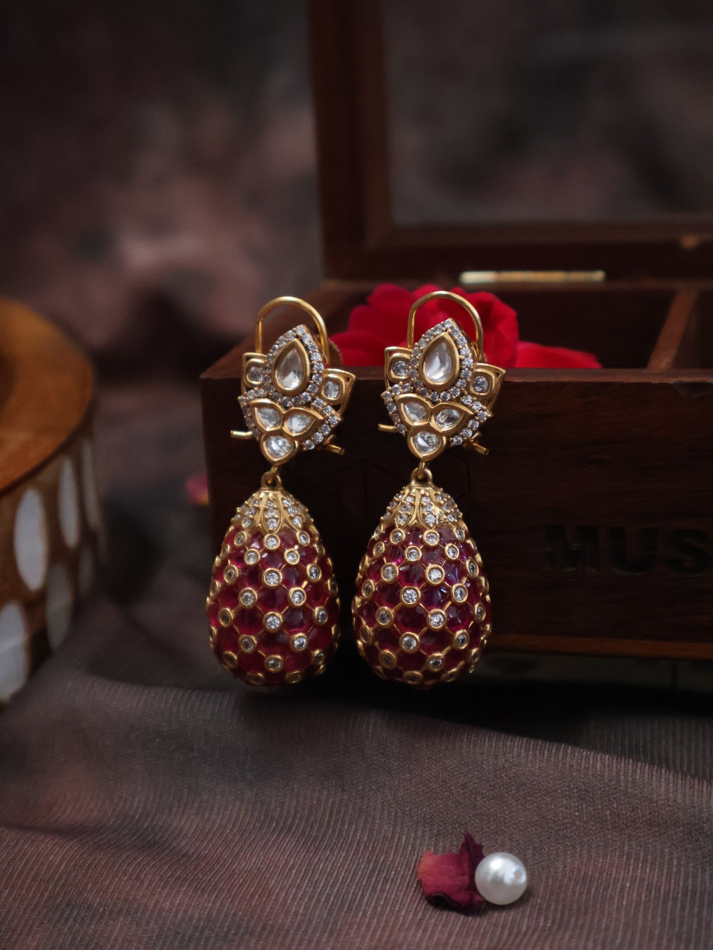 Padmaja Pink Polki Earrings