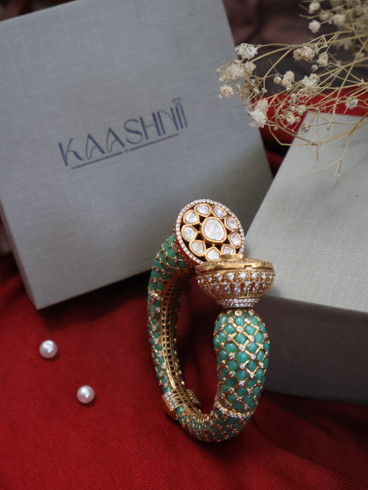 Ahava Polki Mint Green Bangle