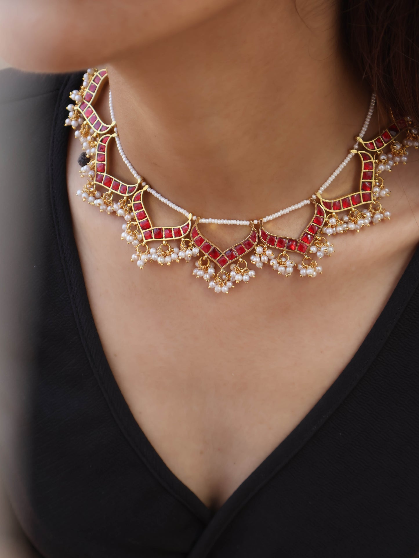 Marnie Ruby Kundan Choker Necklace