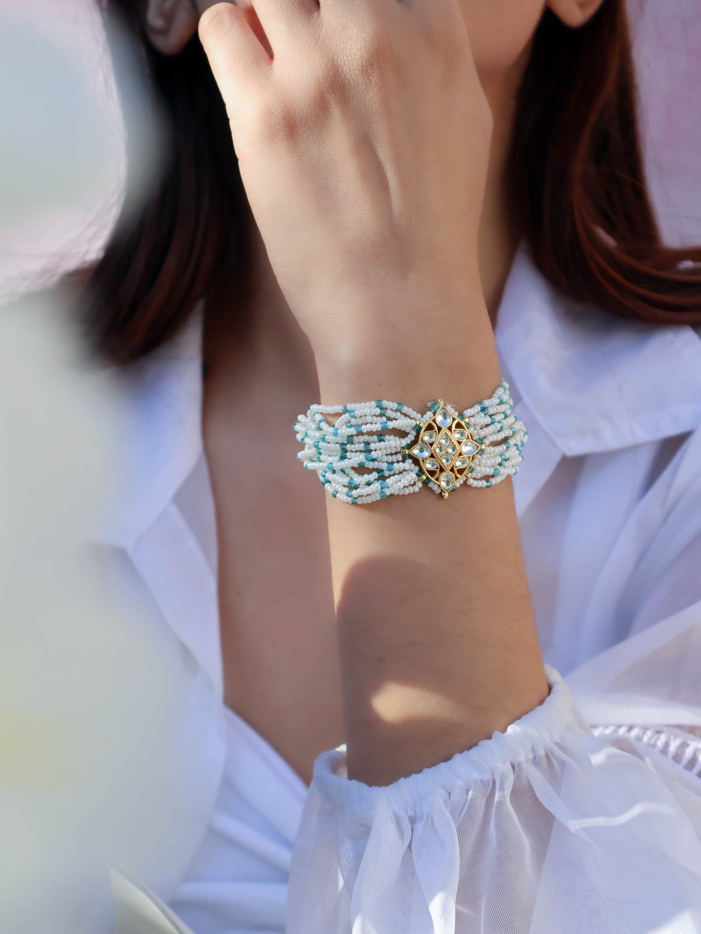 Eshmeet Blue Kundan Bracelet