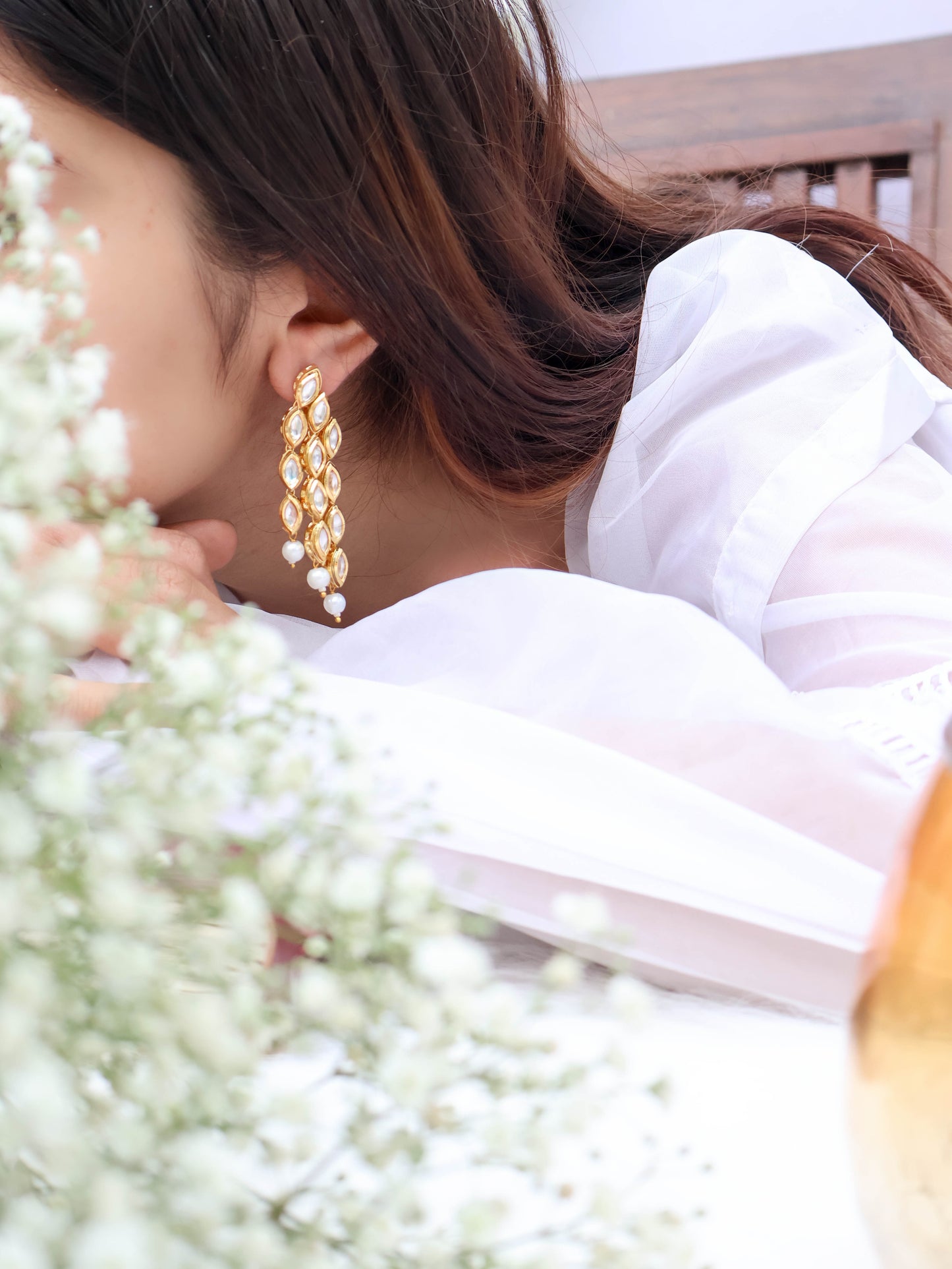 Humza Kundan Pearl Earrings
