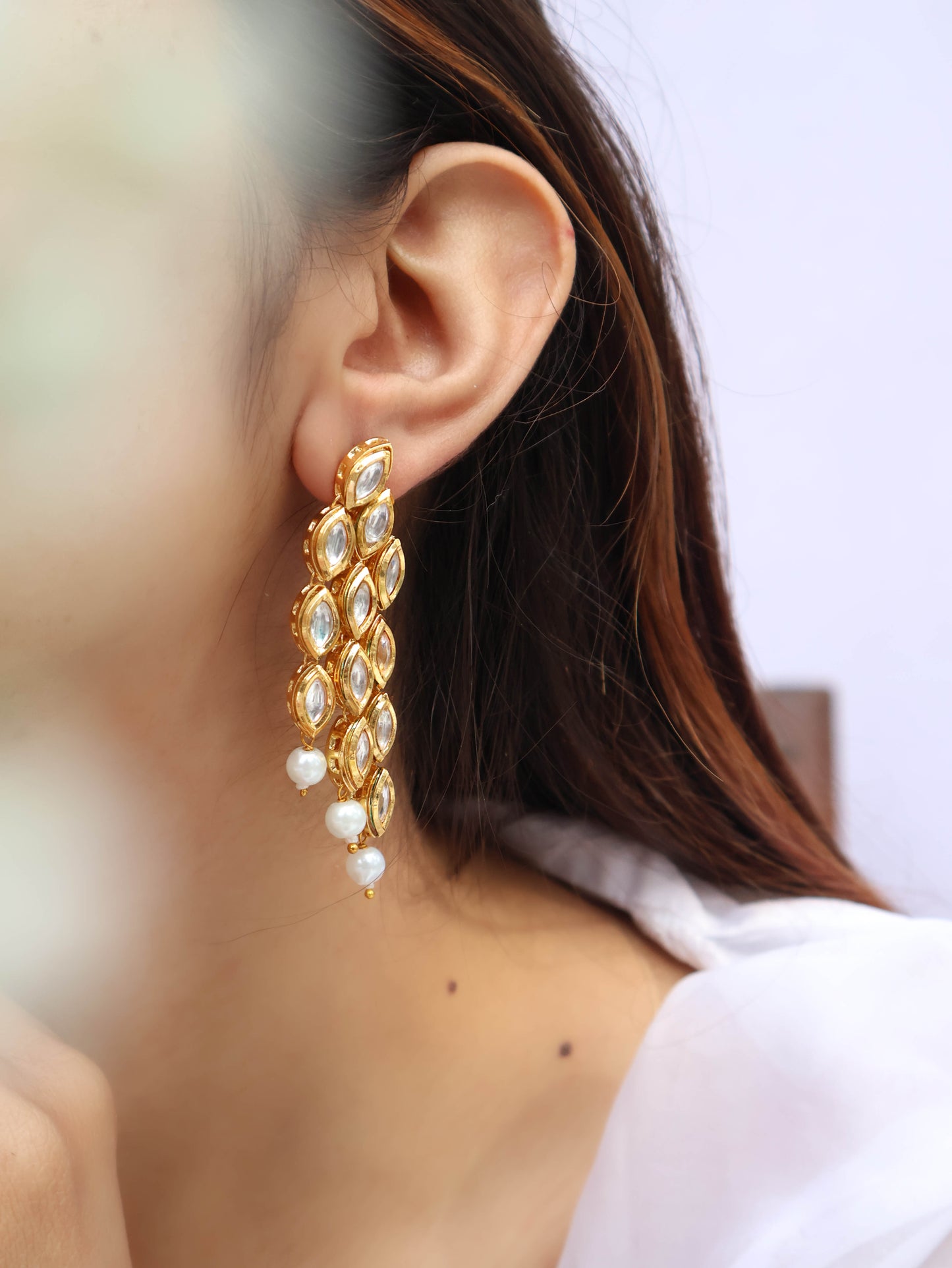 Humza Kundan Pearl Earrings