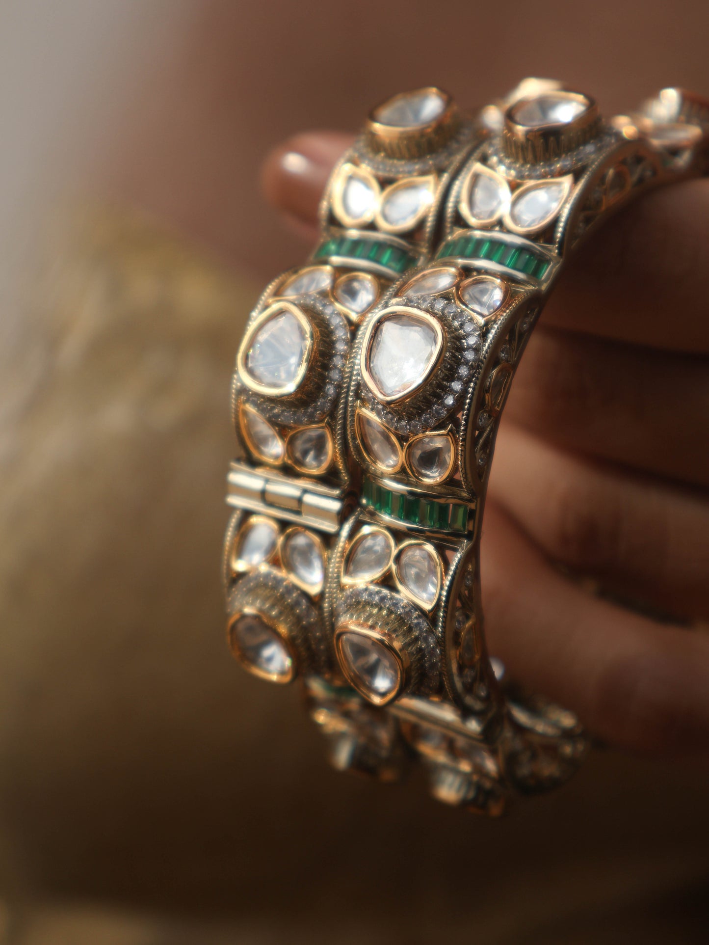 Emiko Green Polki Bangles - Set of 2