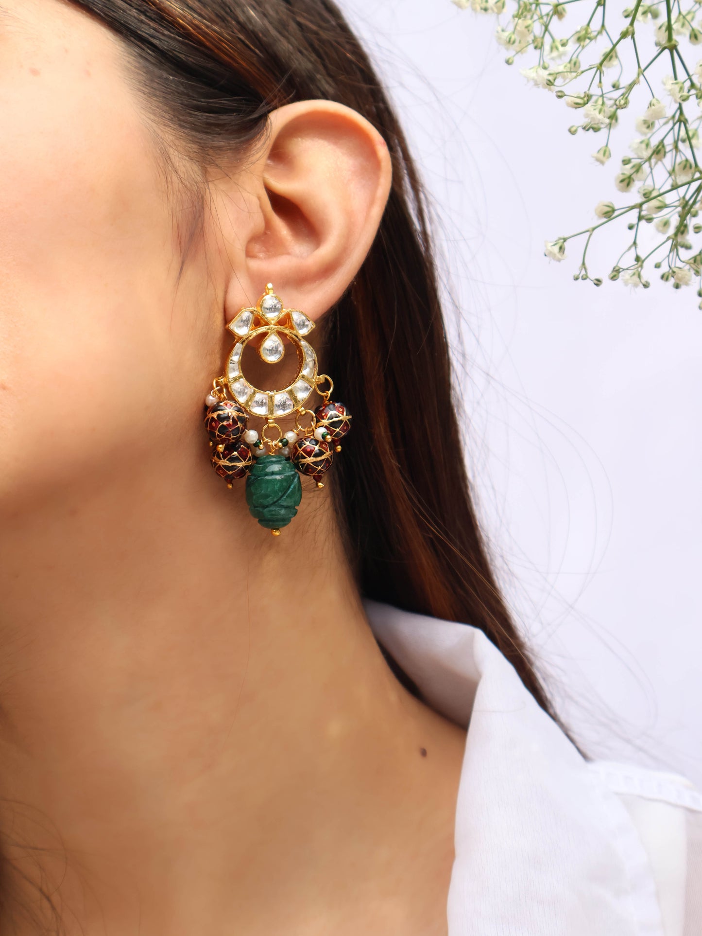Suri Kundan Chandbali Earrings