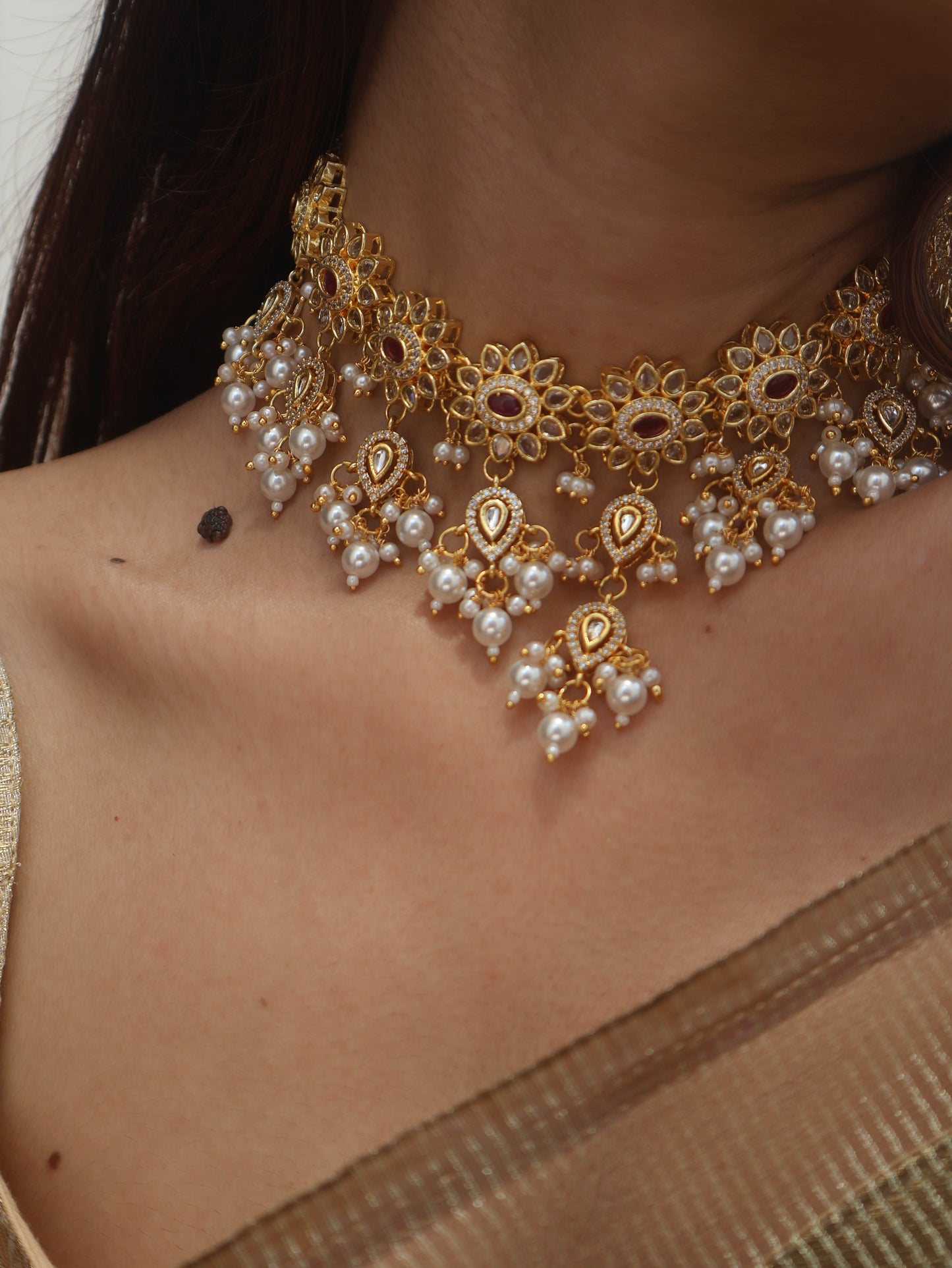 Purva Red Kundan Necklace