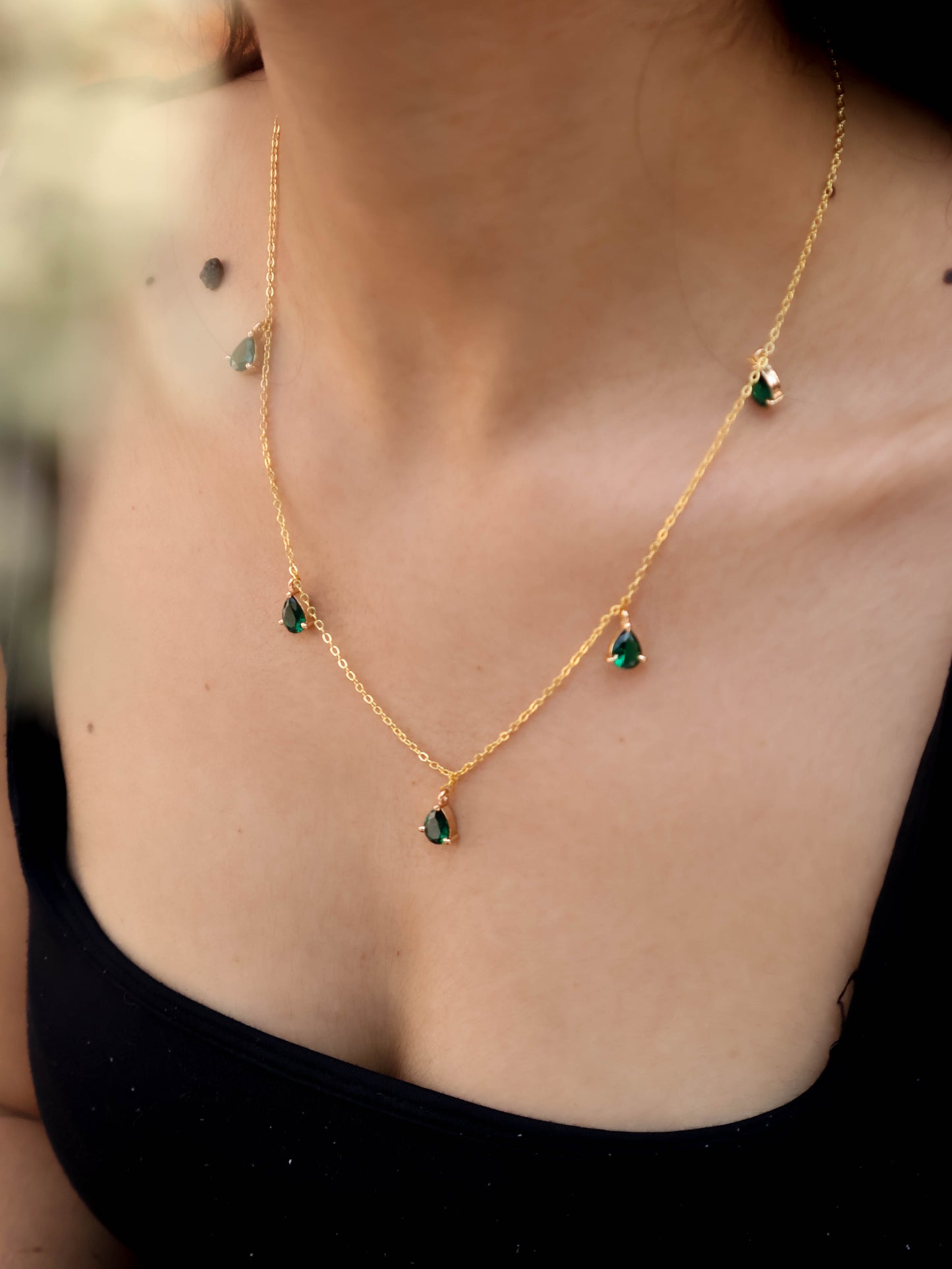 Lubna Green Drops Necklace