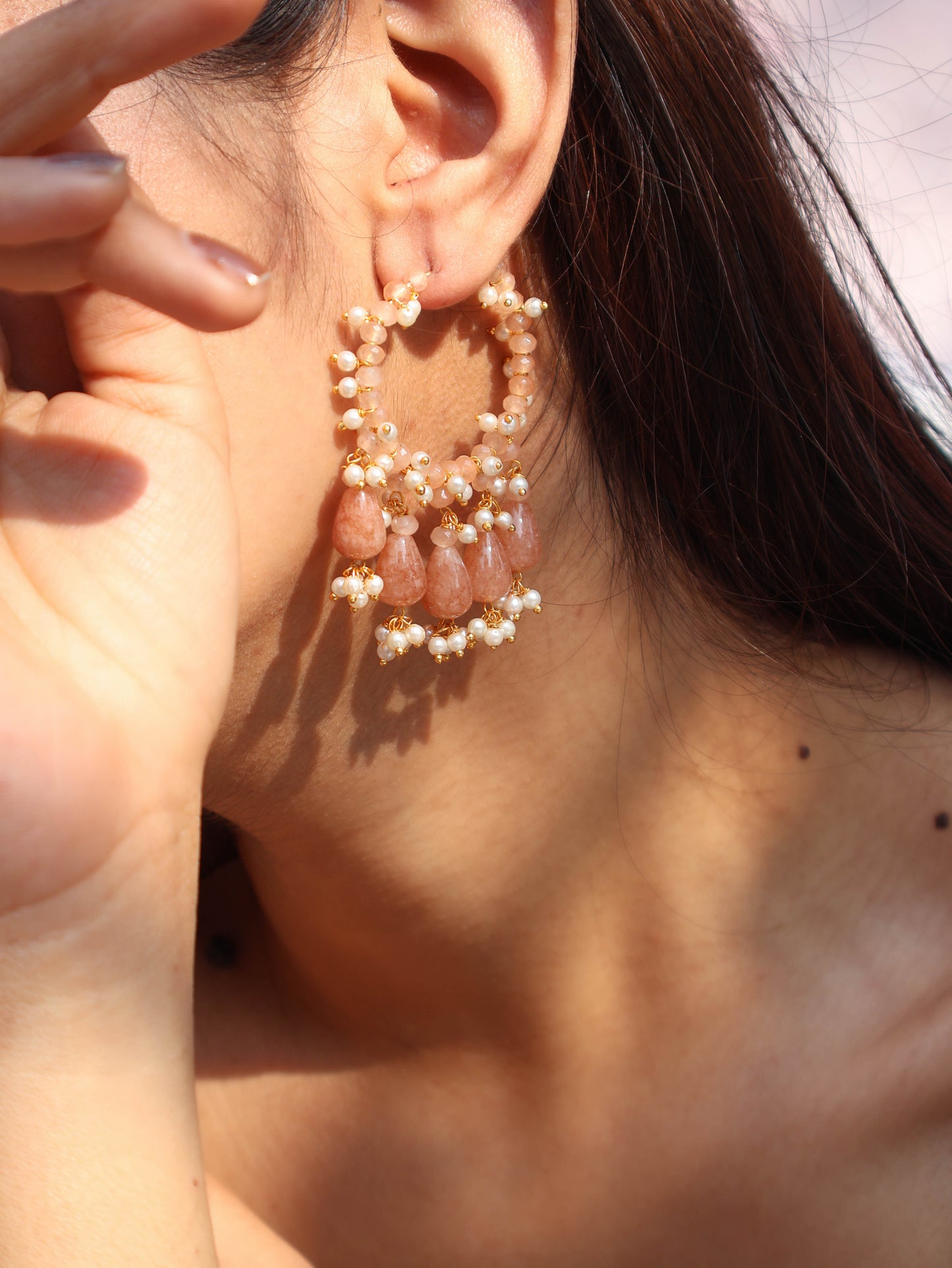 Munira Pink Chaandbaali Earrings