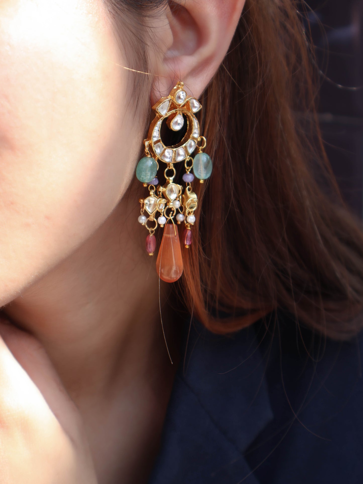 Sahal Multicolored Kundan Earrings