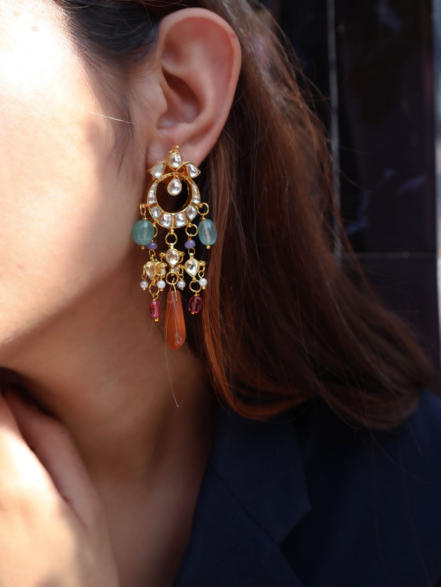 Sahal Multicolored Kundan Earrings
