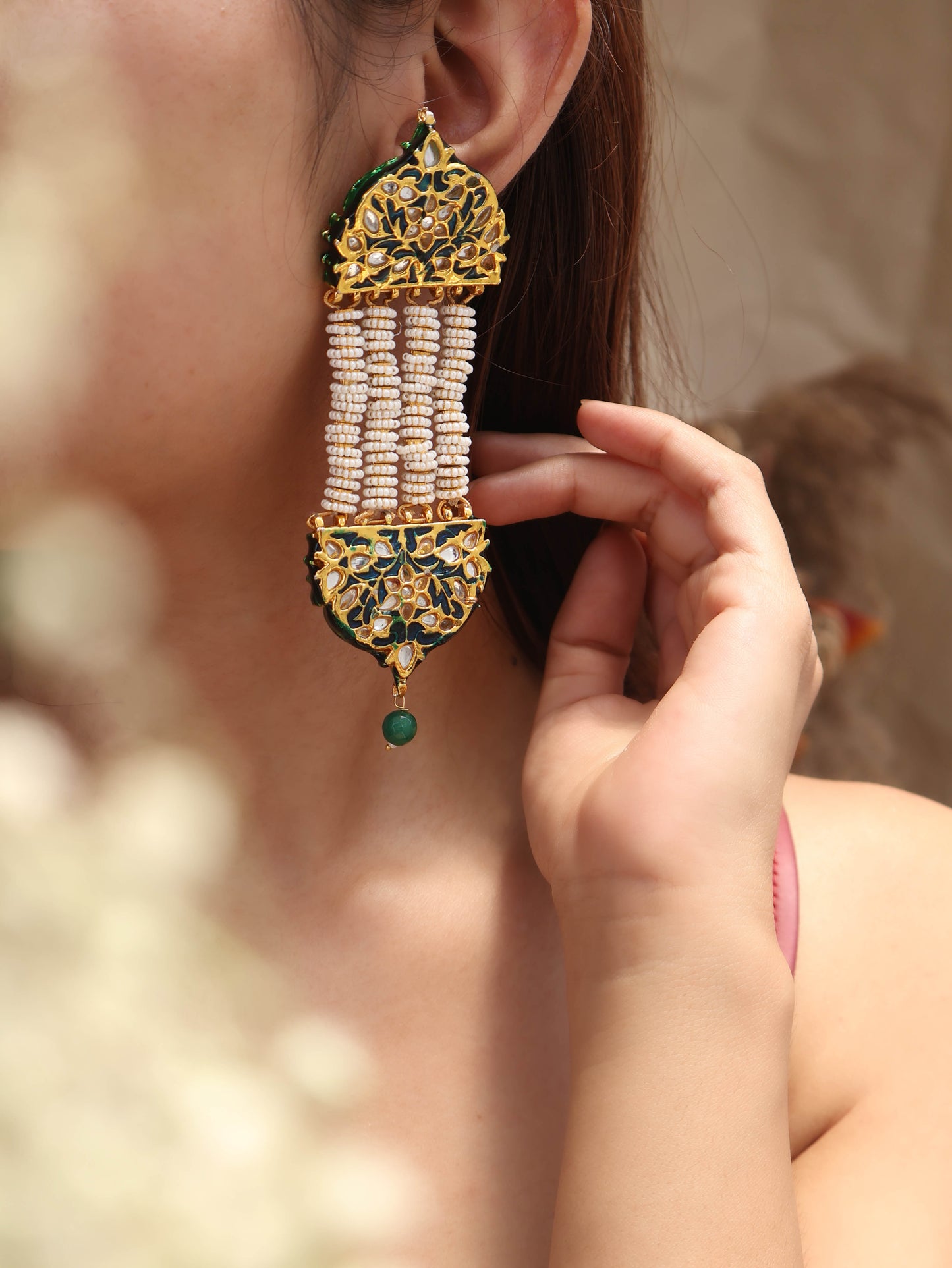 Shishir Meenakari Kundan Earrings