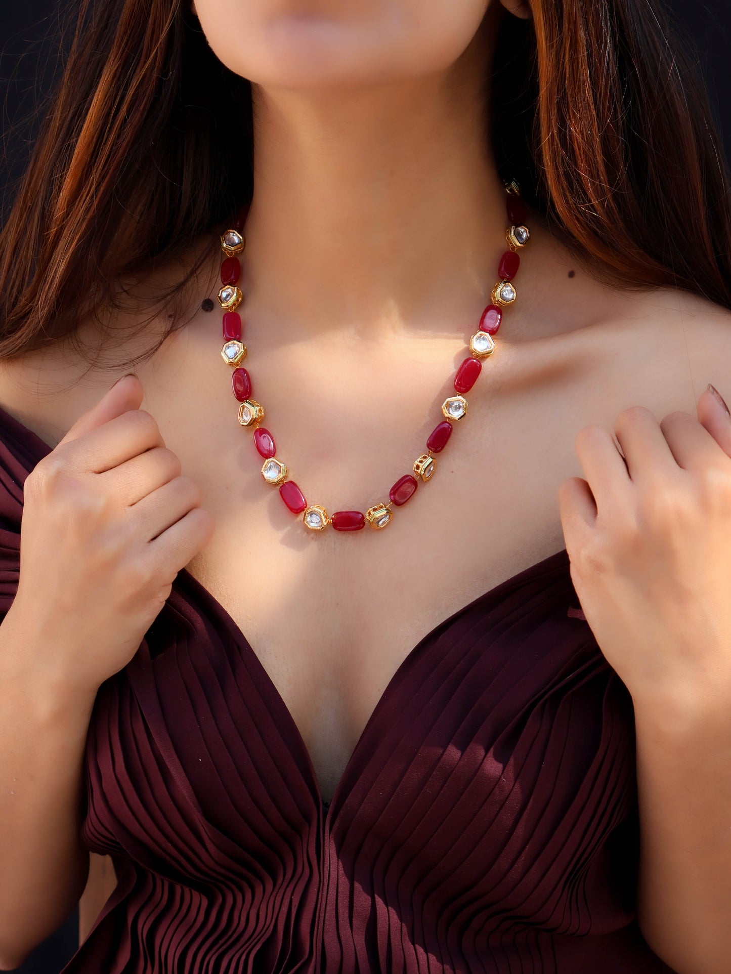 Sobia Red Kundan Necklace