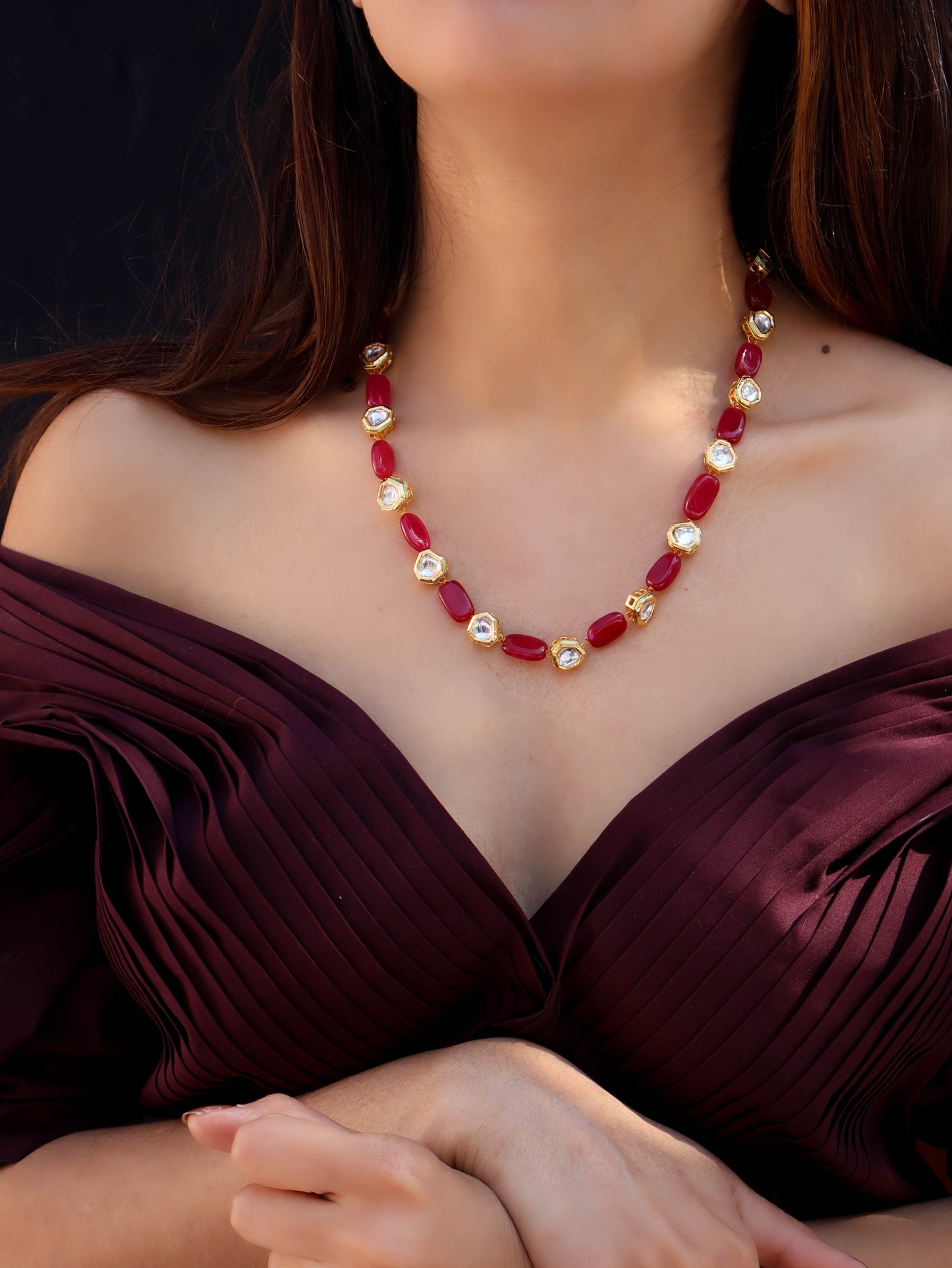 Sobia Red Kundan Necklace