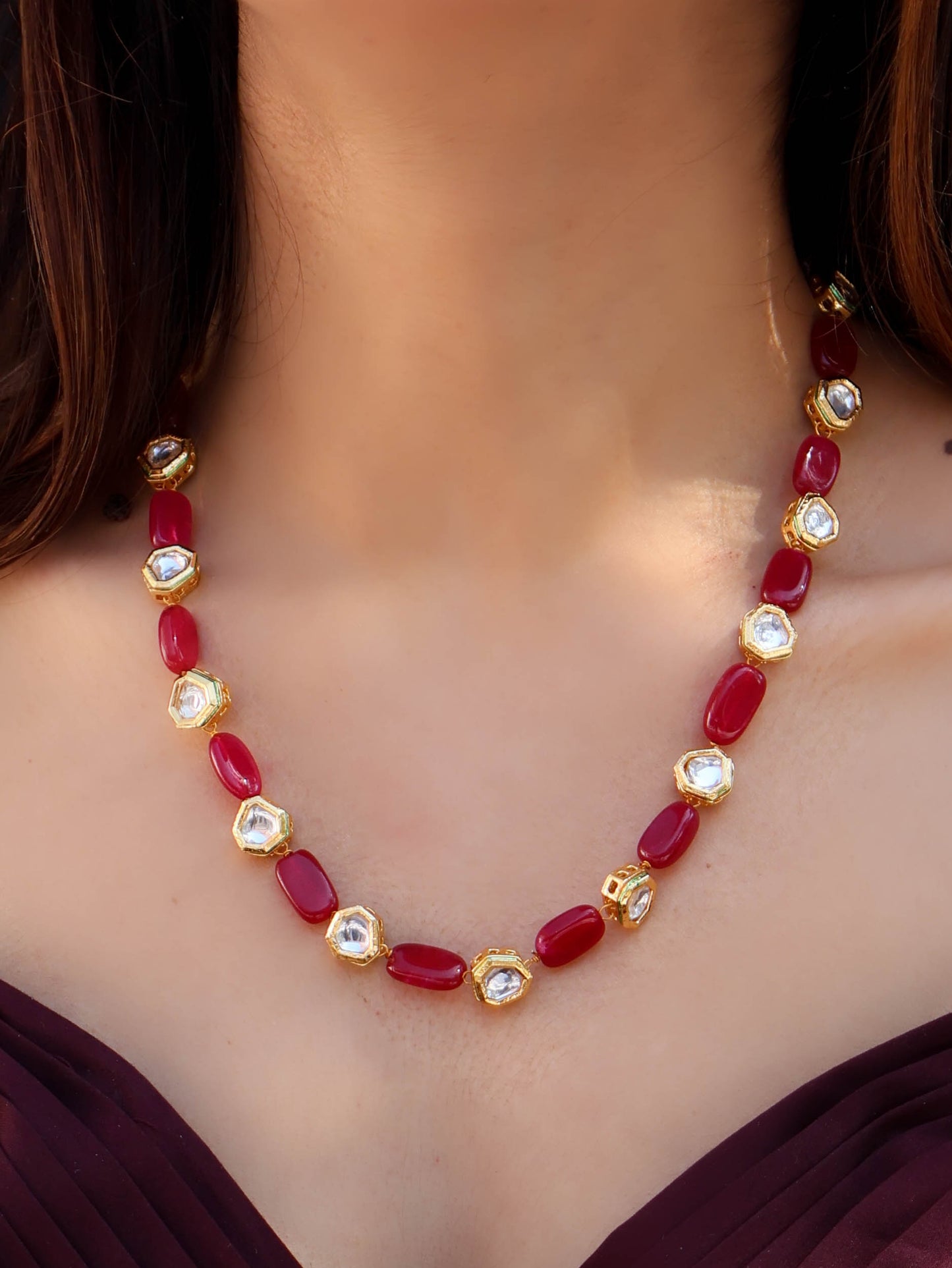 Sobia Red Kundan Necklace