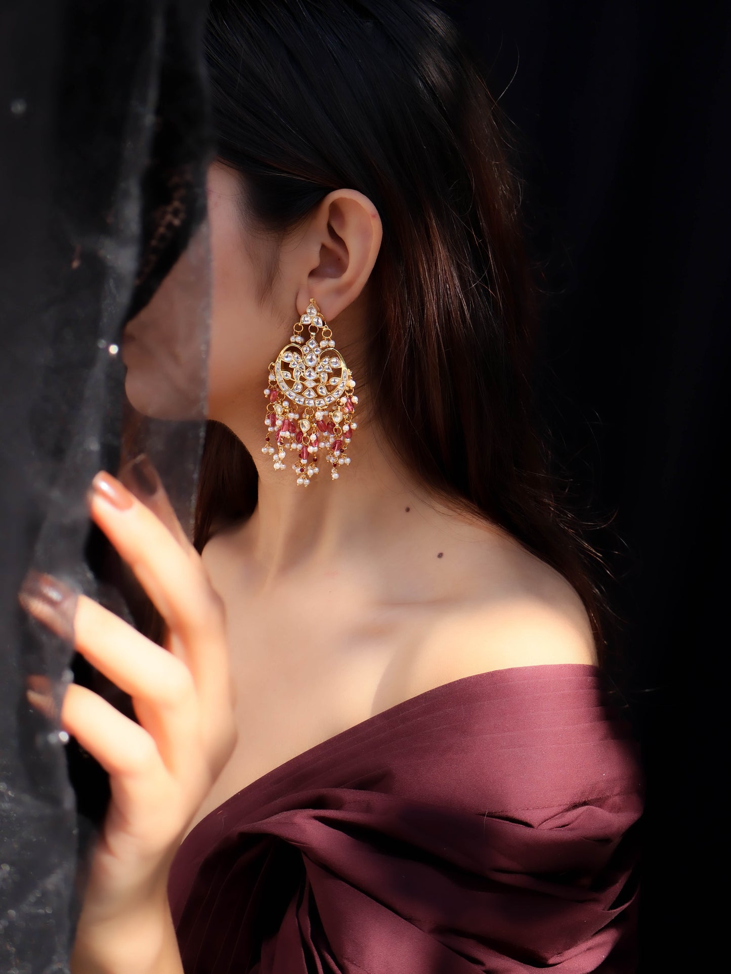Reeha Pink Chaandbaali Earrings