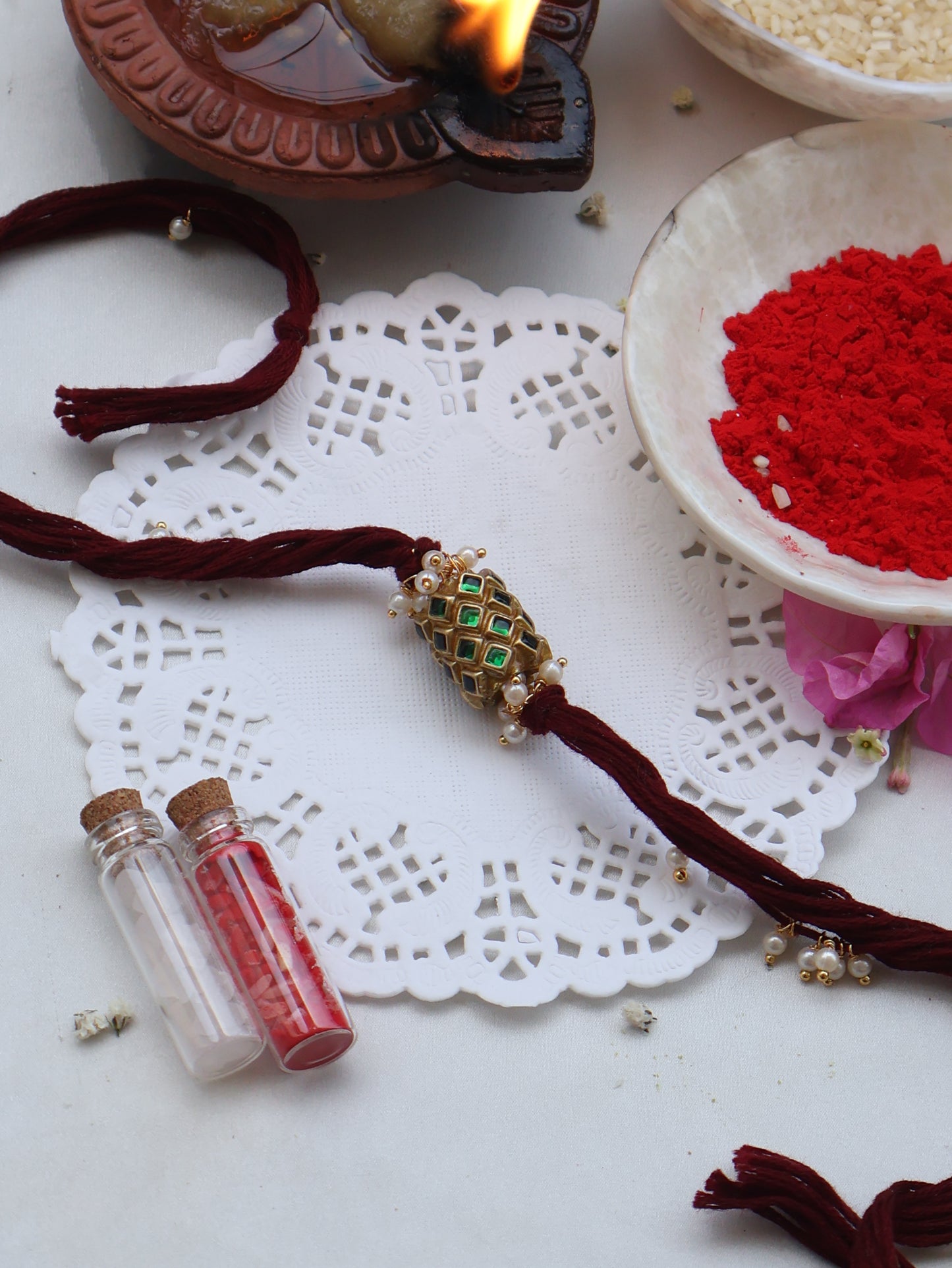Aryan Red Kundan Rakhi