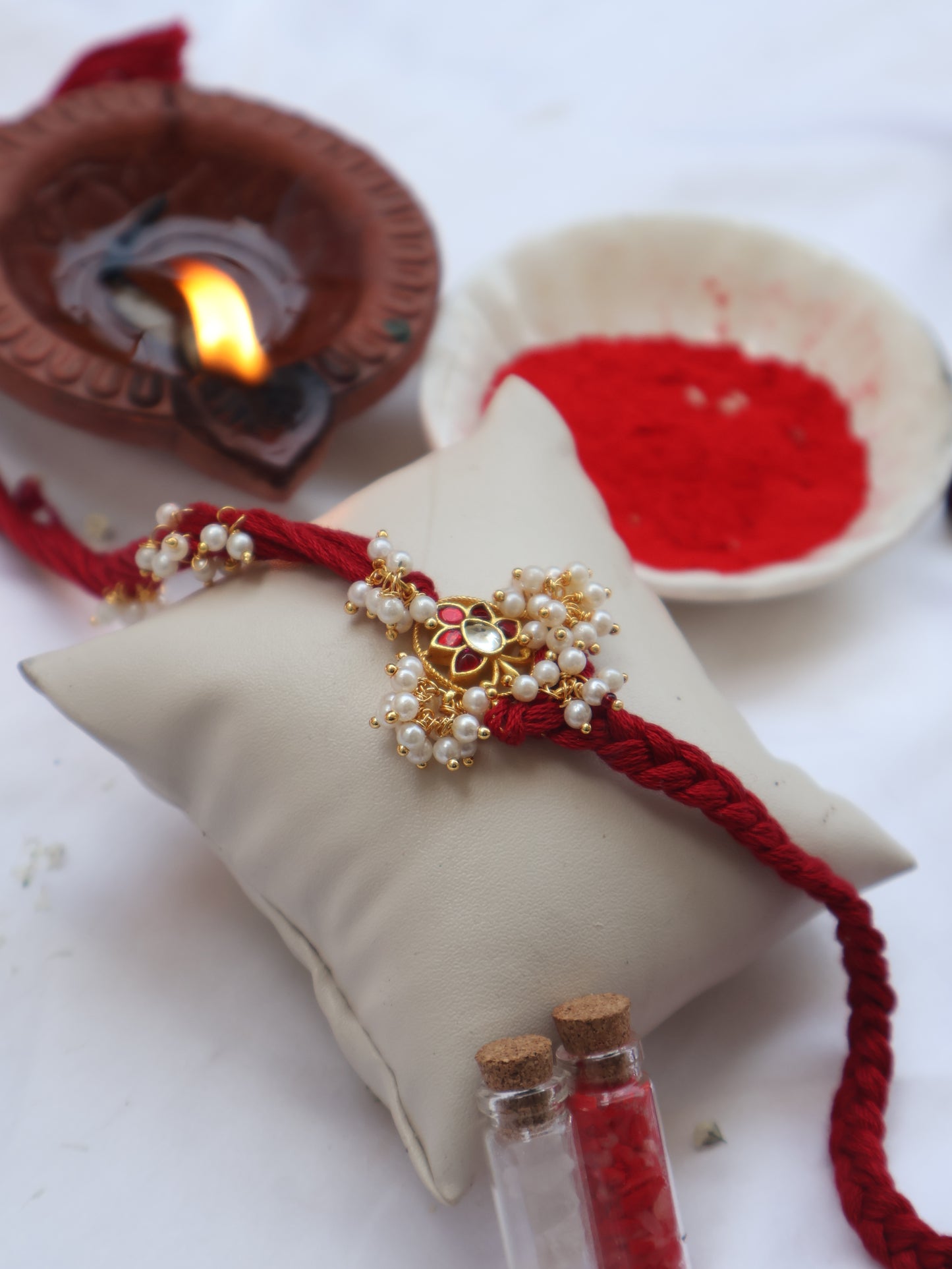 Levi Red Kundan Rakhi