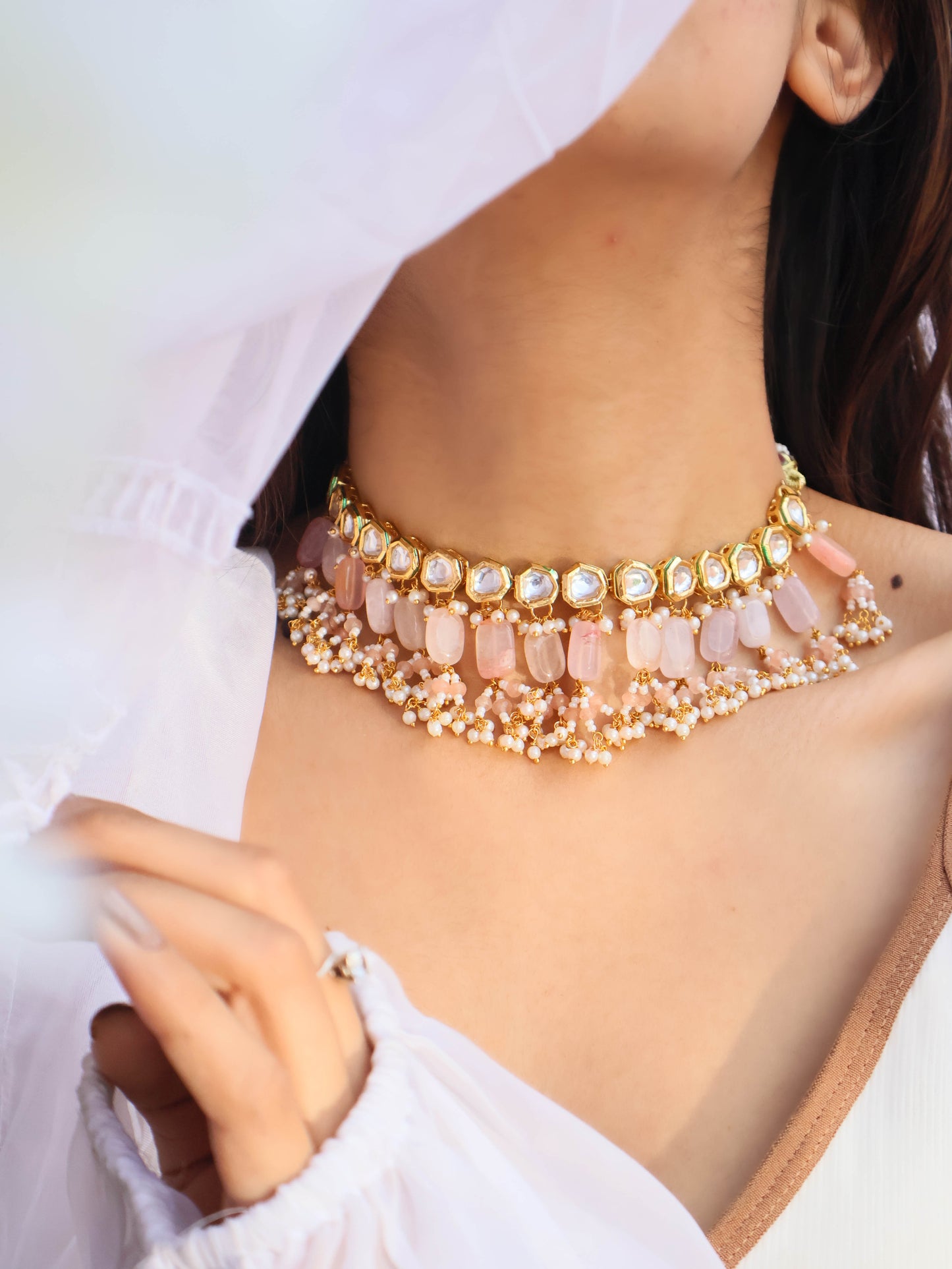Fareen Pink Kundan Necklace