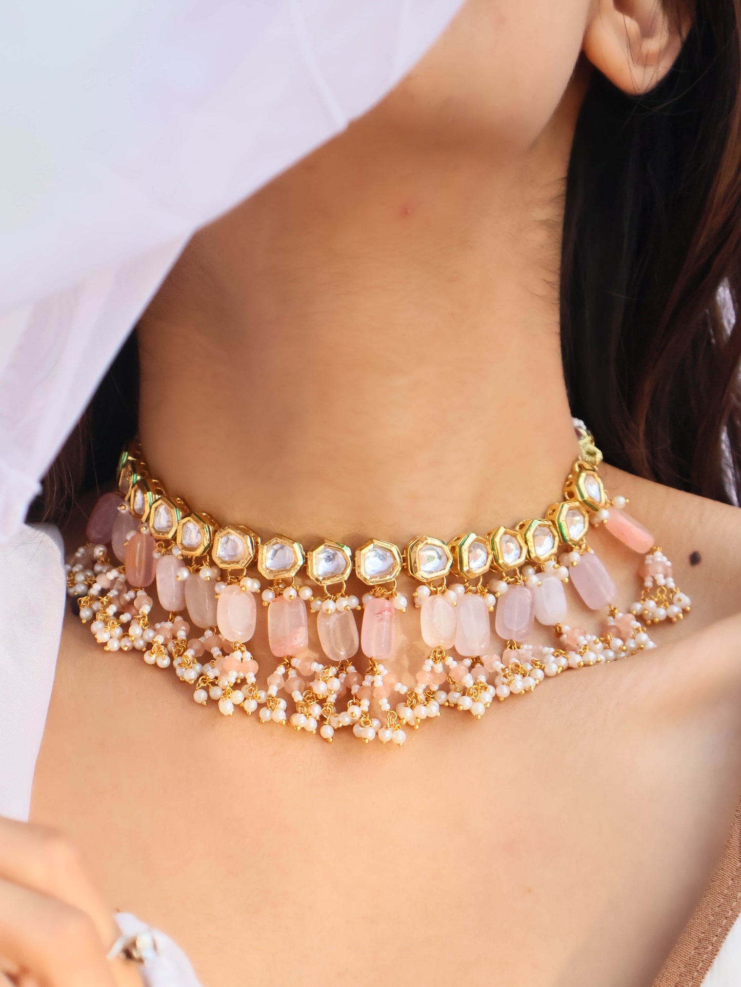 Fareen Pink Kundan Necklace