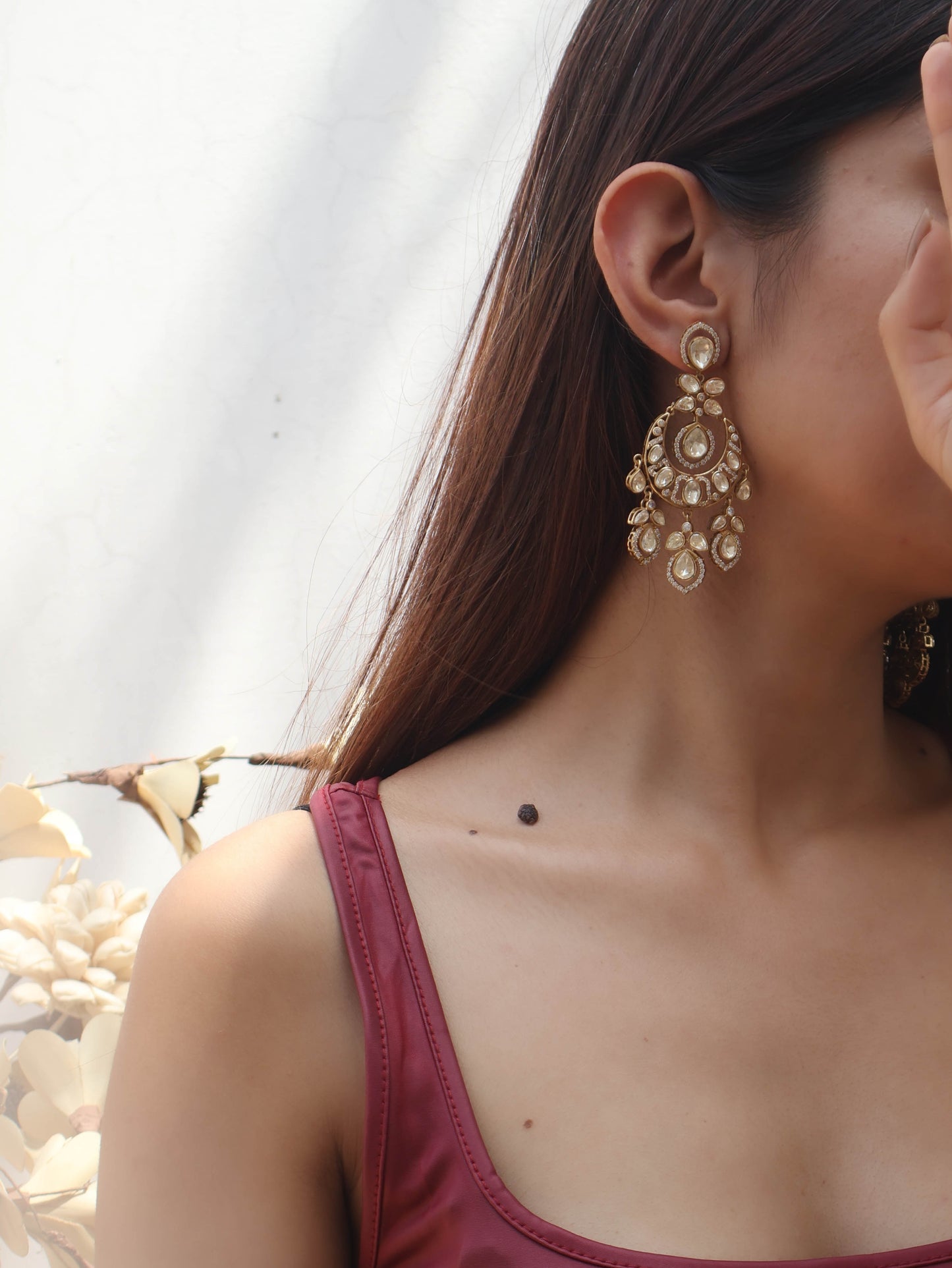Arvita Polki Chandbali Earrings