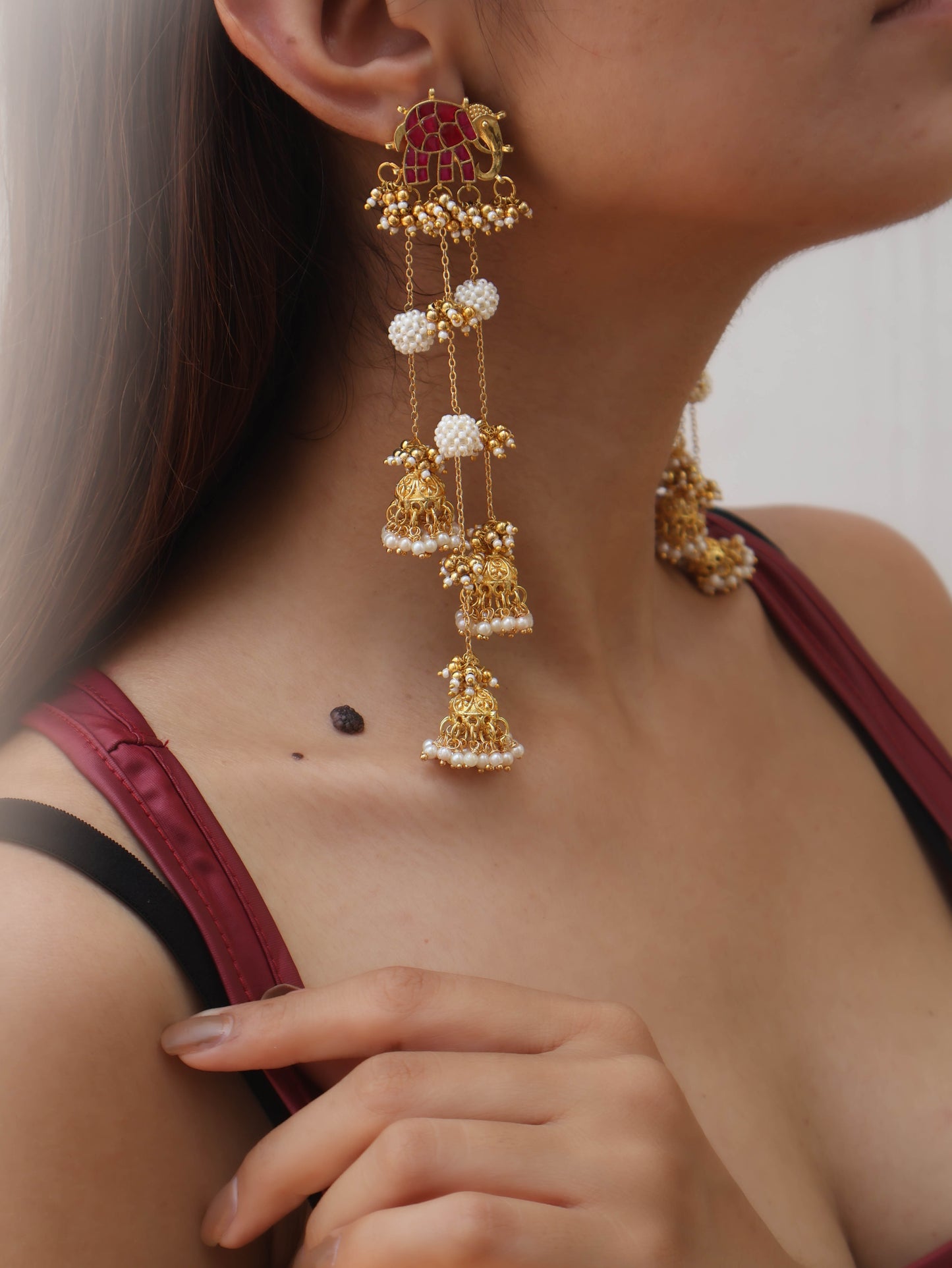 Gajraj Pink Kundan Earrings