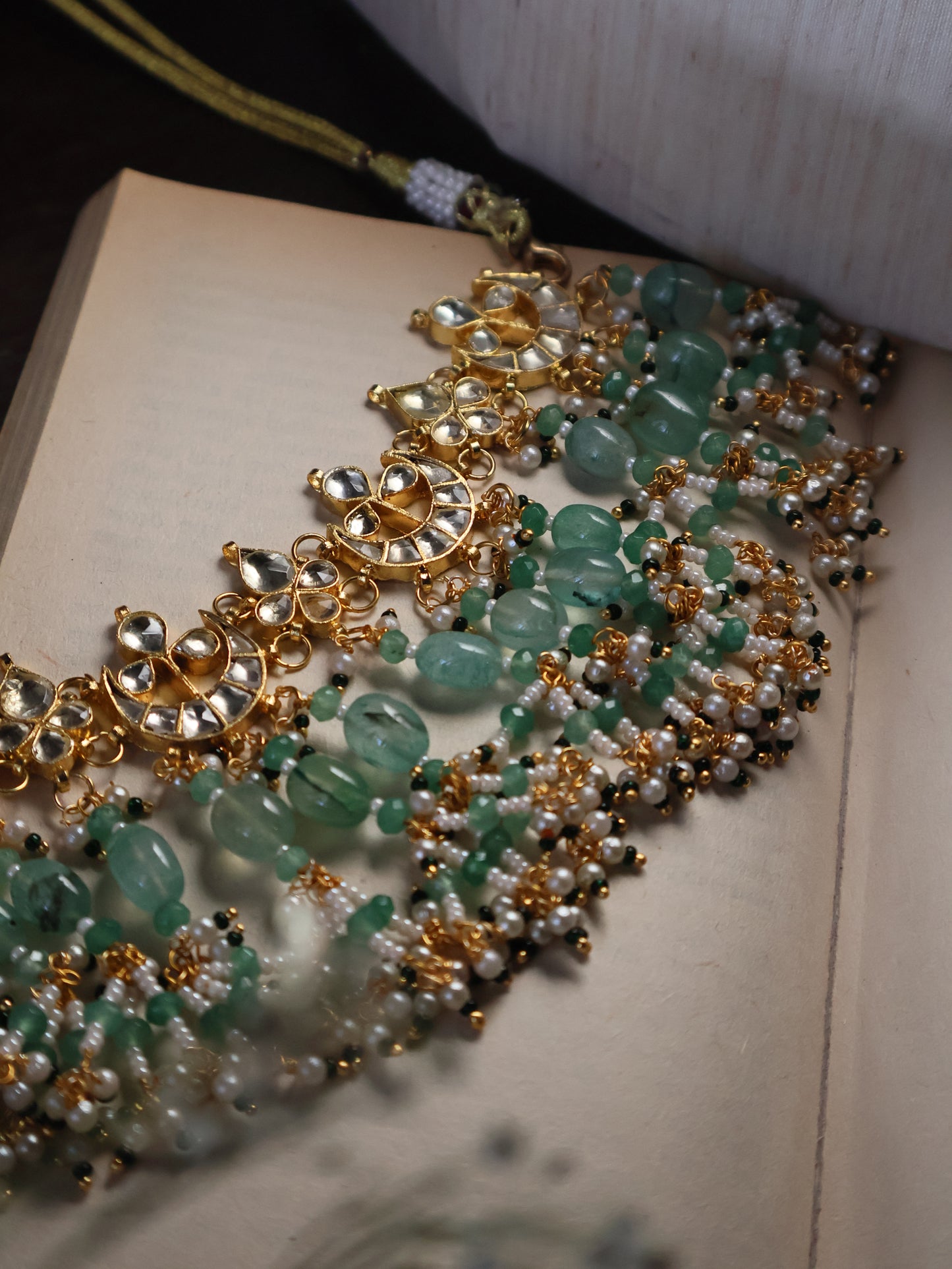 Subha Kundan Mint Green Necklace