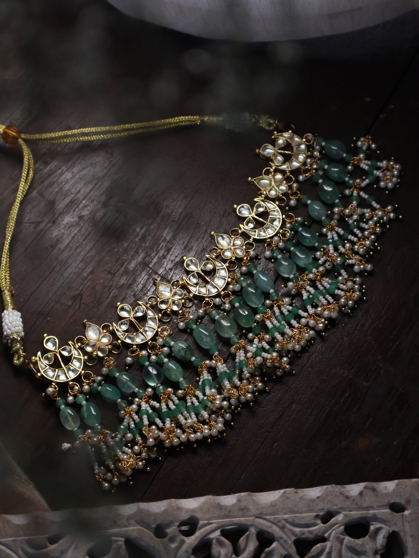 Subha Kundan Mint Green Necklace