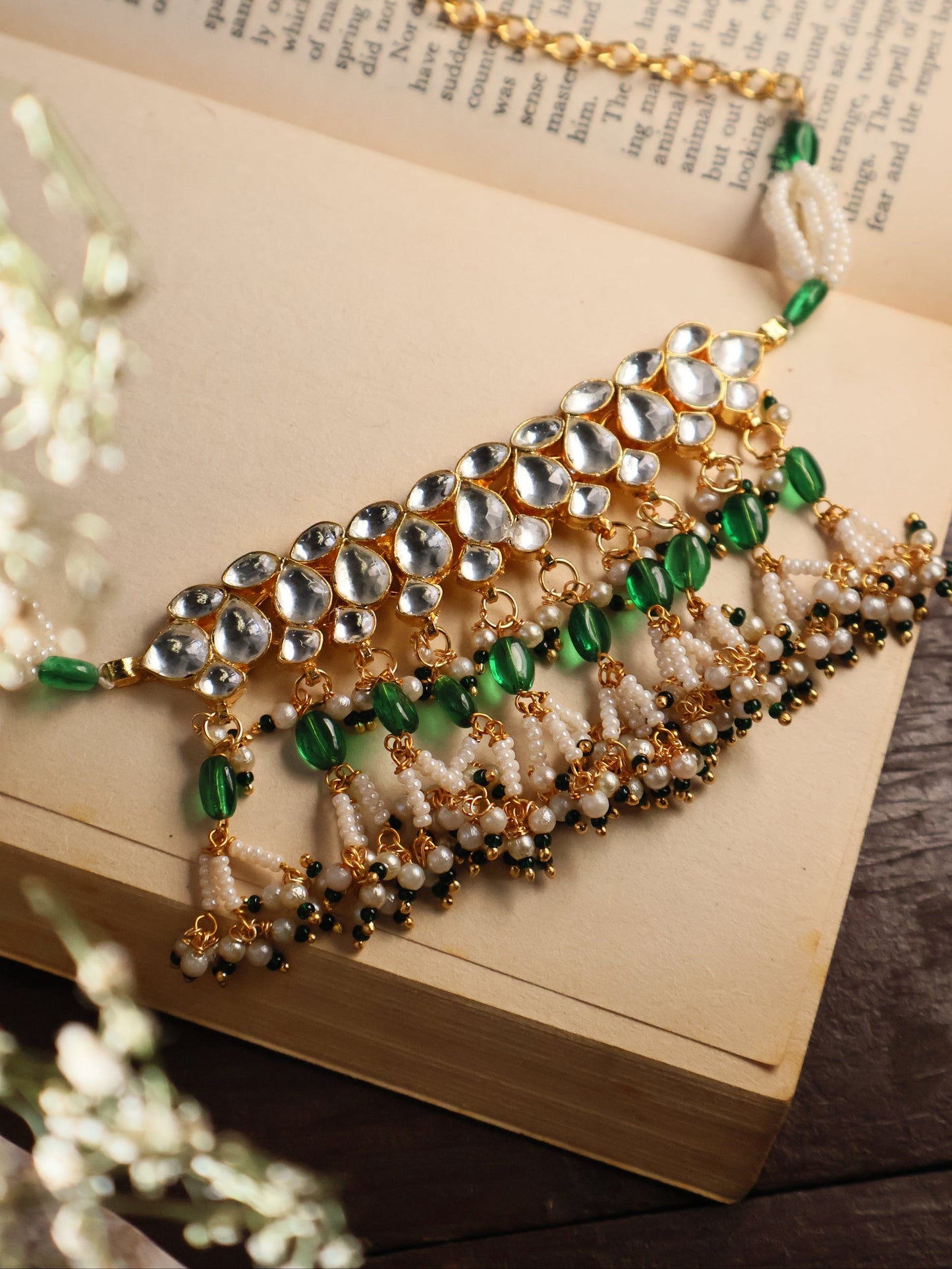 Silsala Kundan Green Choker Necklace