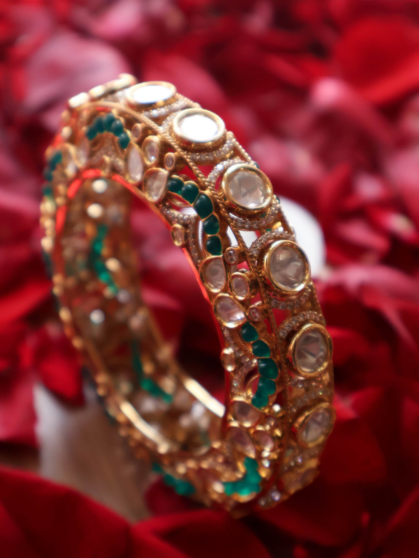 Elsa Green Polki Bangle