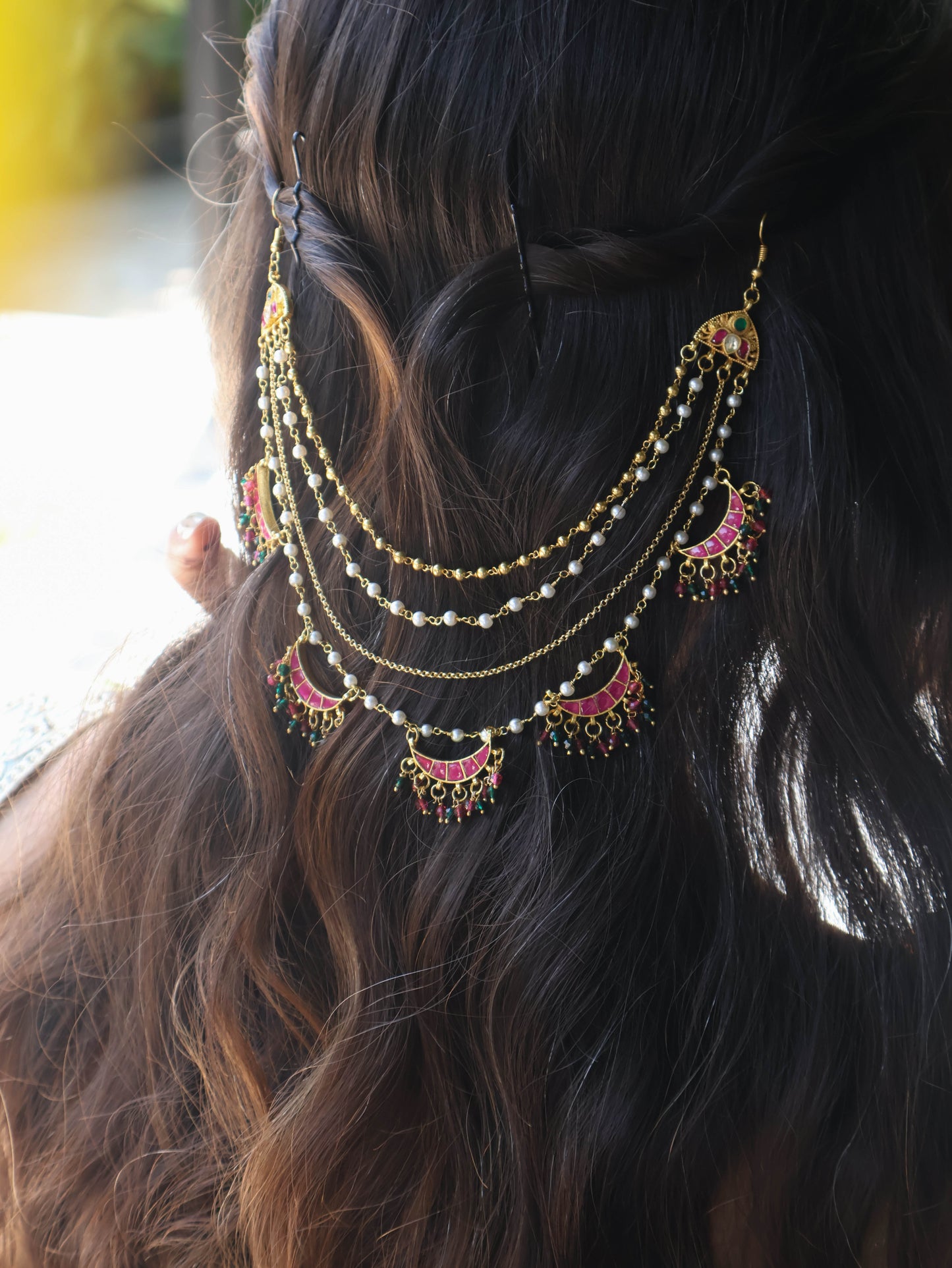 Ebba Multilayered Pink-Green Hair Accessory