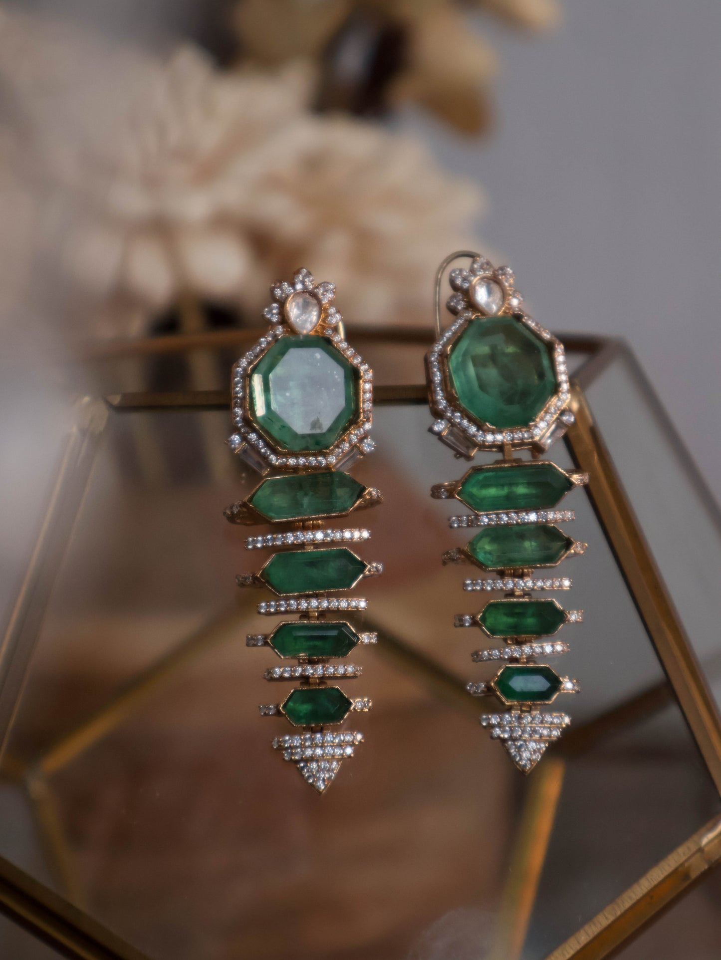 Azeela Mint Green Polki Earrings