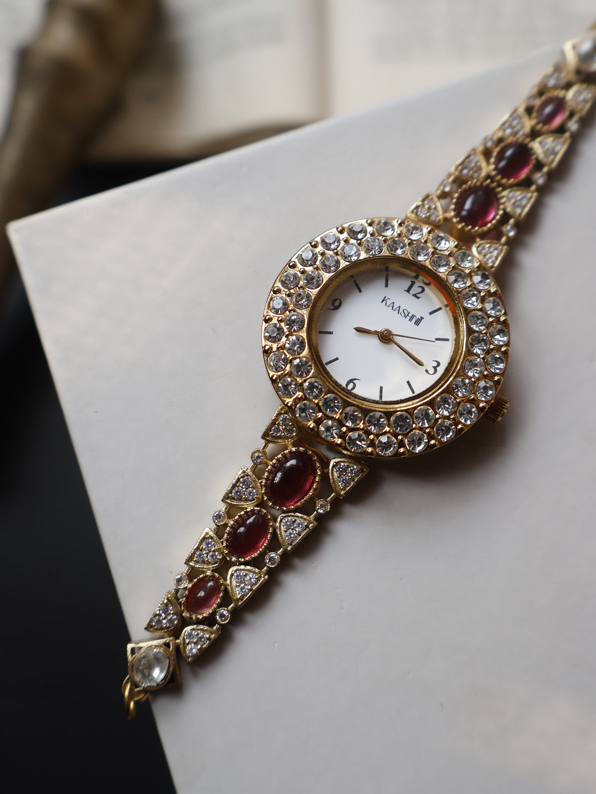 Winnie Kundan Red Wrist Watch