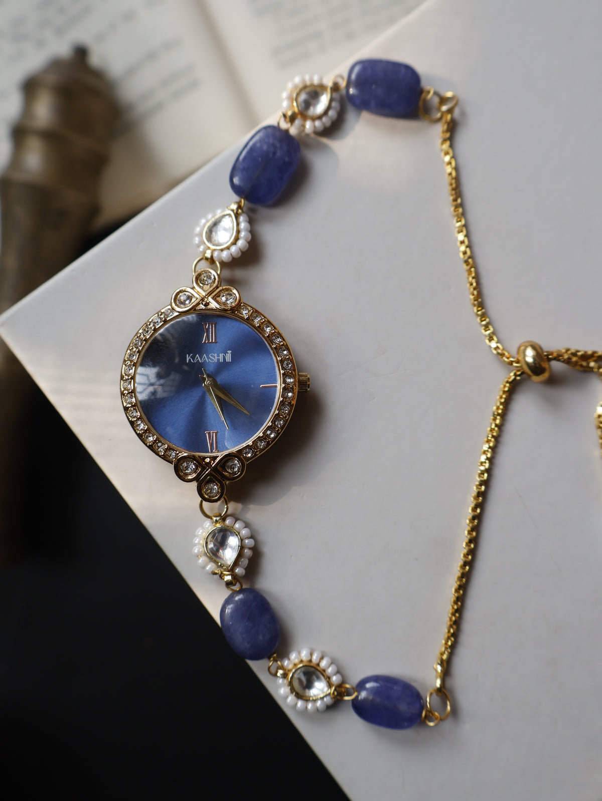 Maria Blue Kundan Wrist Watch