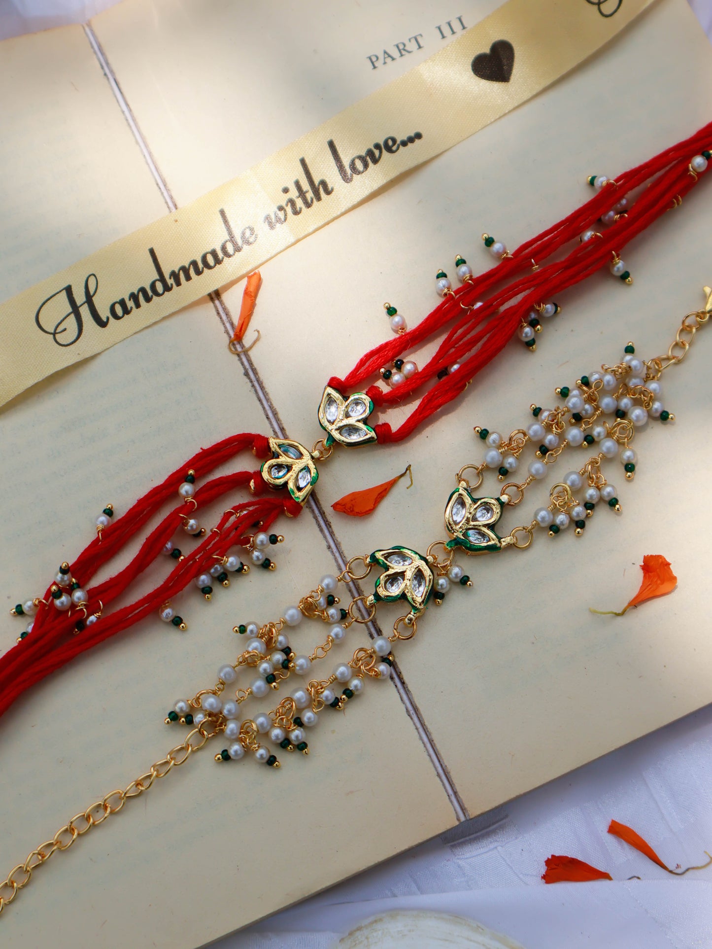 Seerat Red Kundan Rakhi Lumba Set