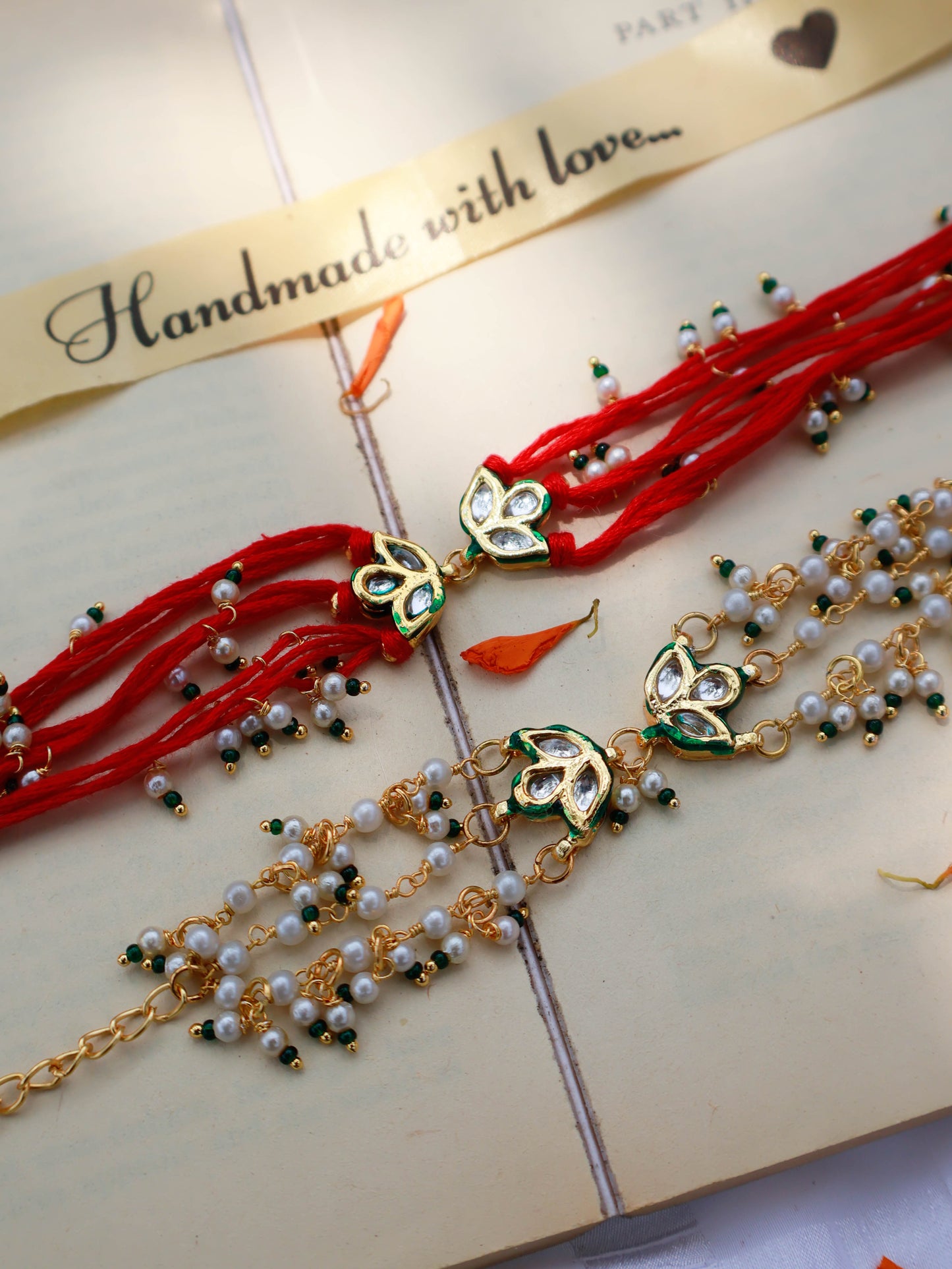 Seerat Red Kundan Rakhi Lumba Set