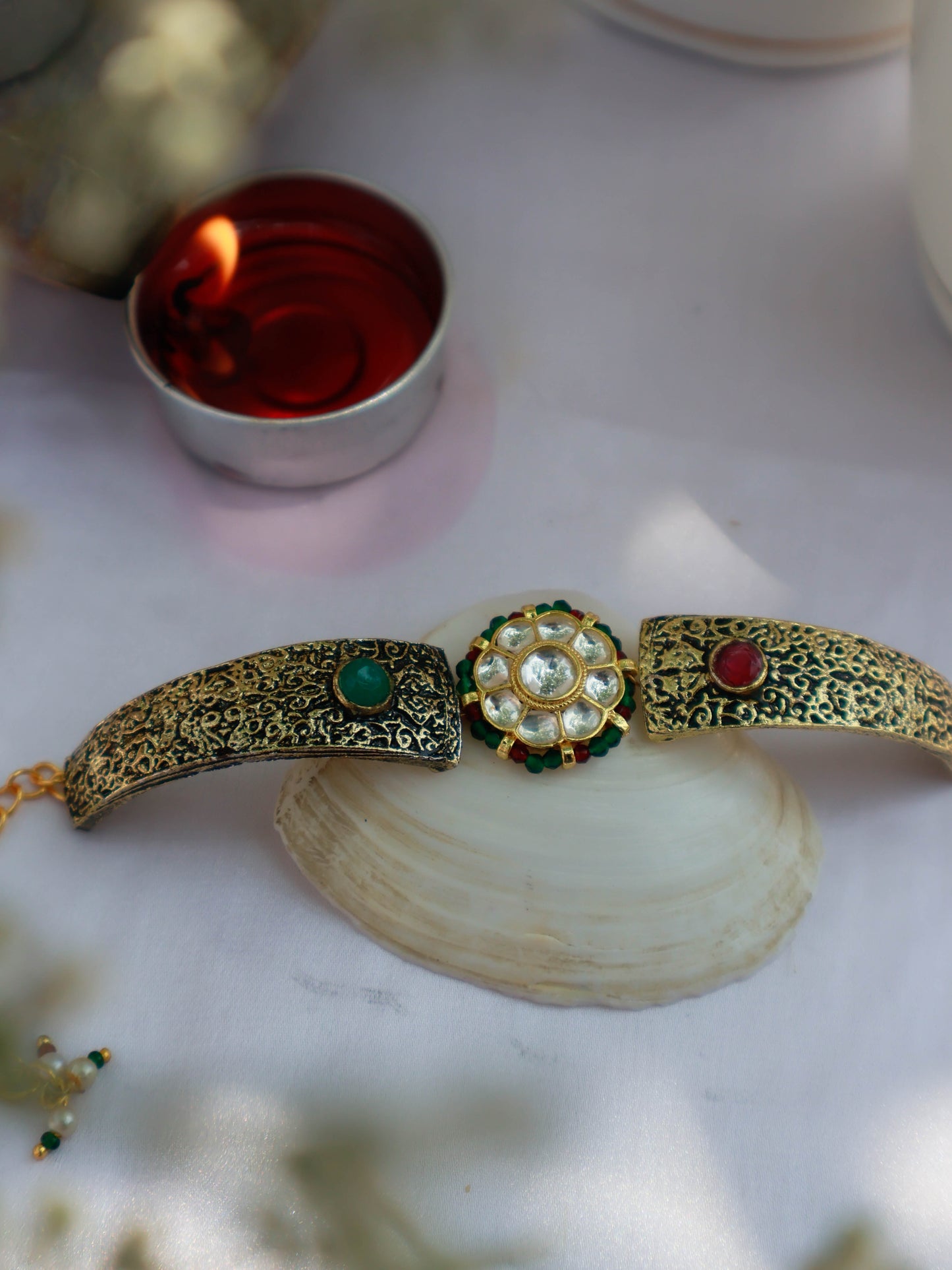 Nishi Kundan Embossed Lumba Bracelet