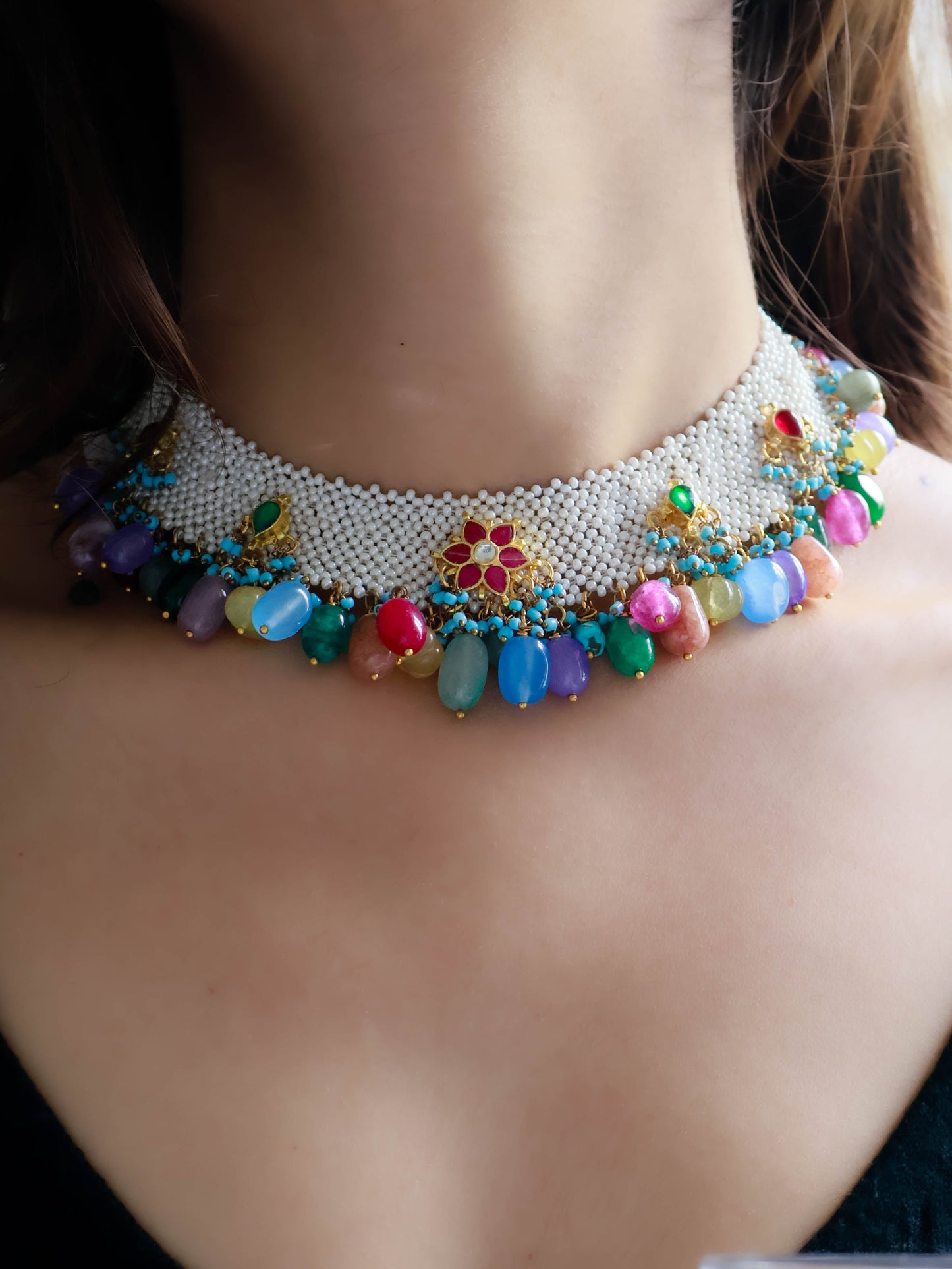 Niza Multicolored Kundan Choker Necklace