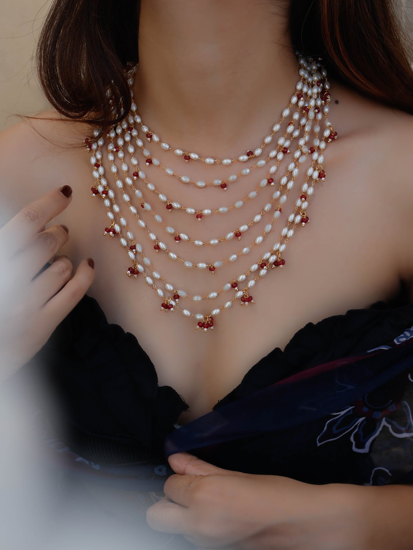 Uzaam Pearls Multilayered Necklace