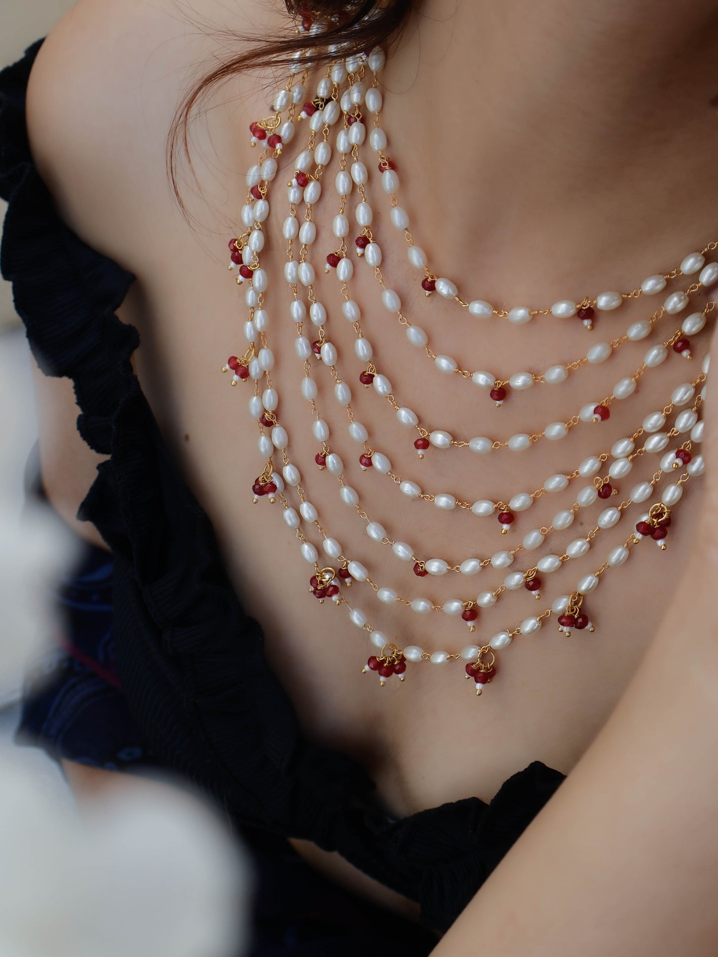 Uzaam Pearls Multilayered Necklace